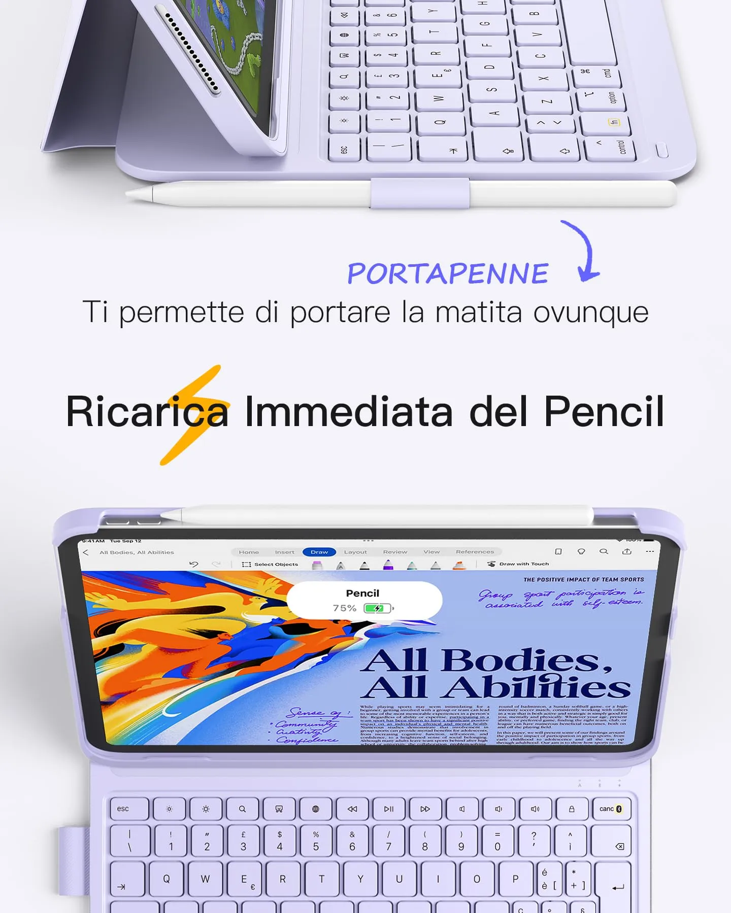 Inateck Custodia Tastiera per iPad A16, iPad 10a Gen, iPad Air 11" e iPad Pro 11" - immagine 6