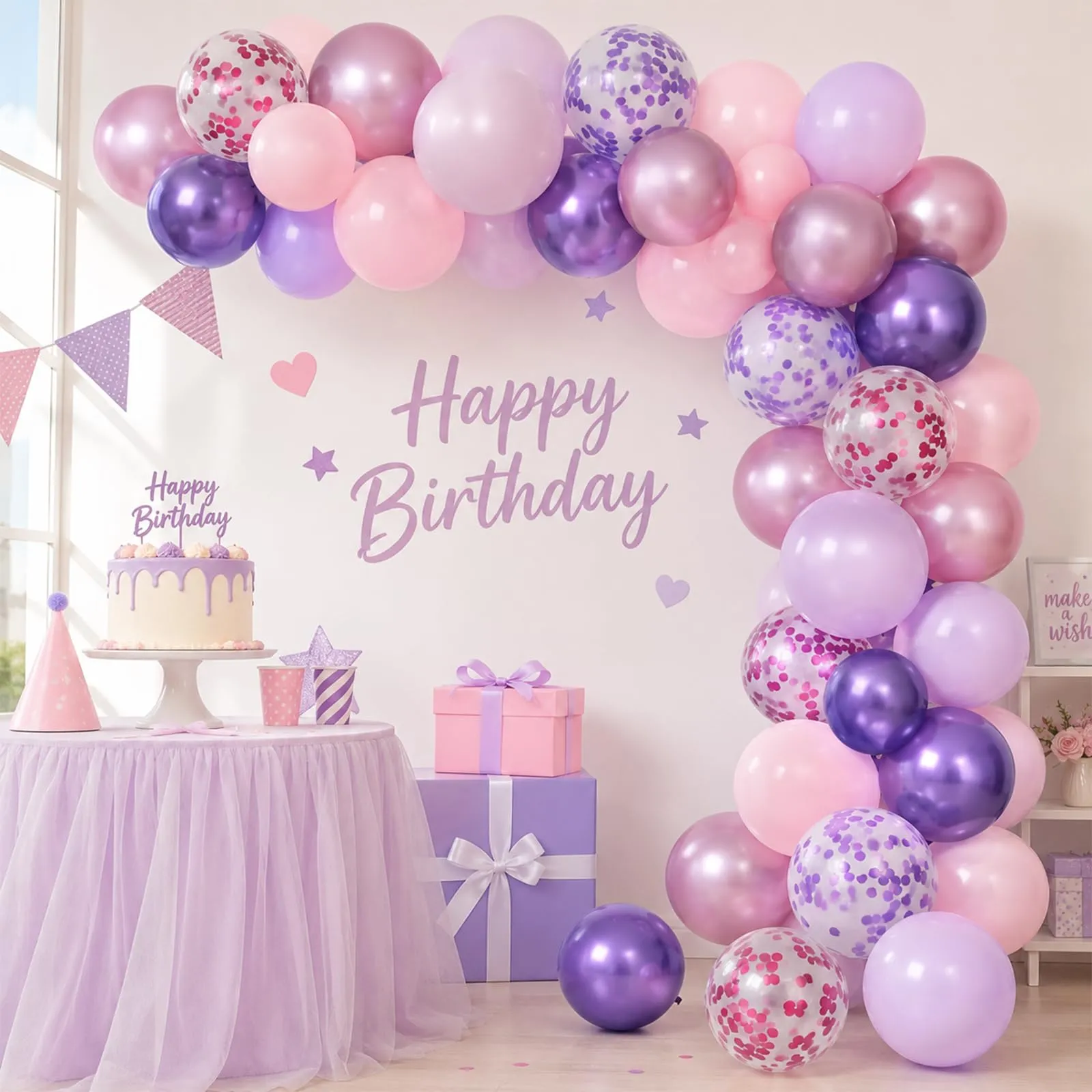 Netnology Palloncini Rosa e Viola, 68 Pezzi, 12 Pollici, Metallizzati e con Coriandoli - immagine 6