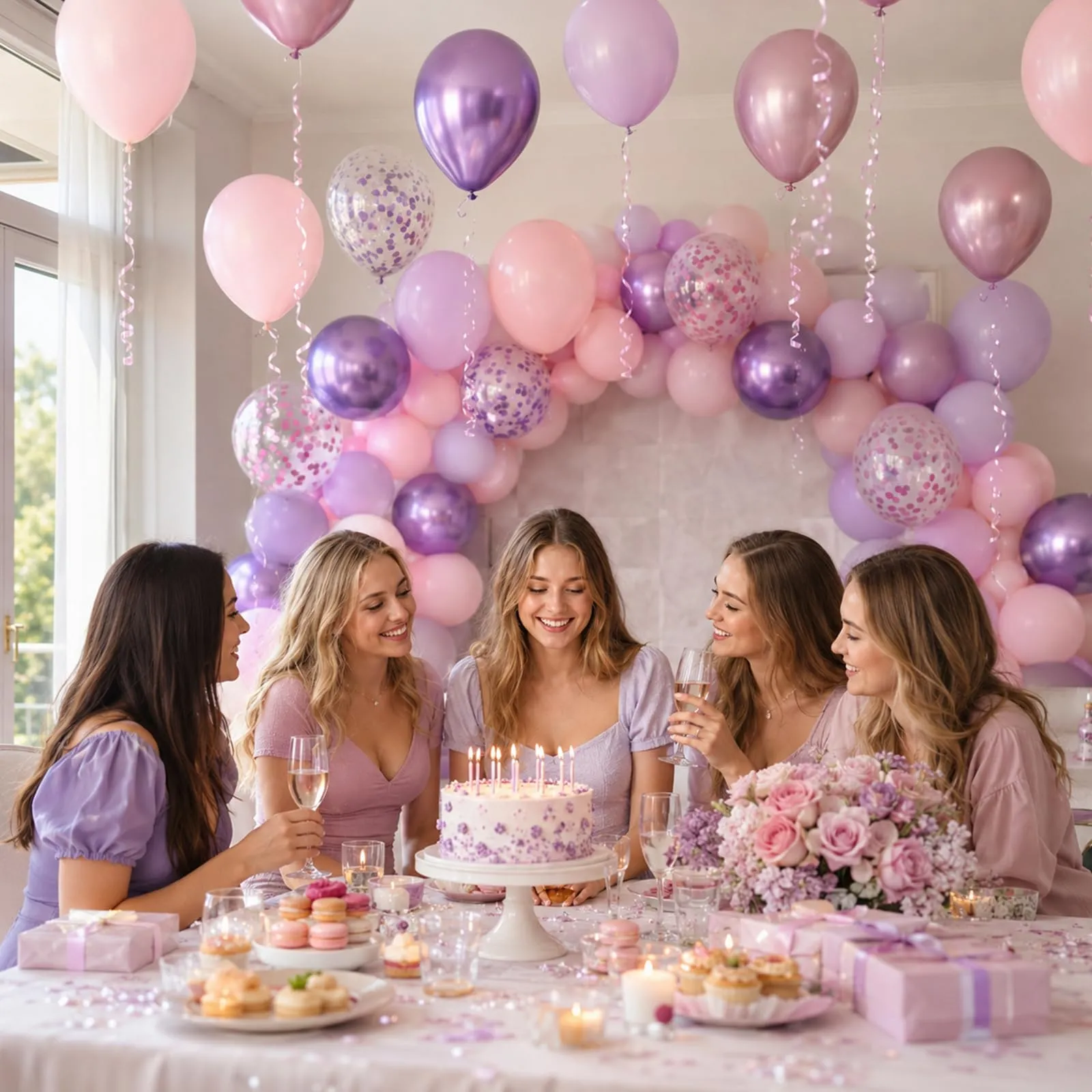 Netnology Palloncini Rosa e Viola, 68 Pezzi, 12 Pollici, Metallizzati e con Coriandoli - immagine 7