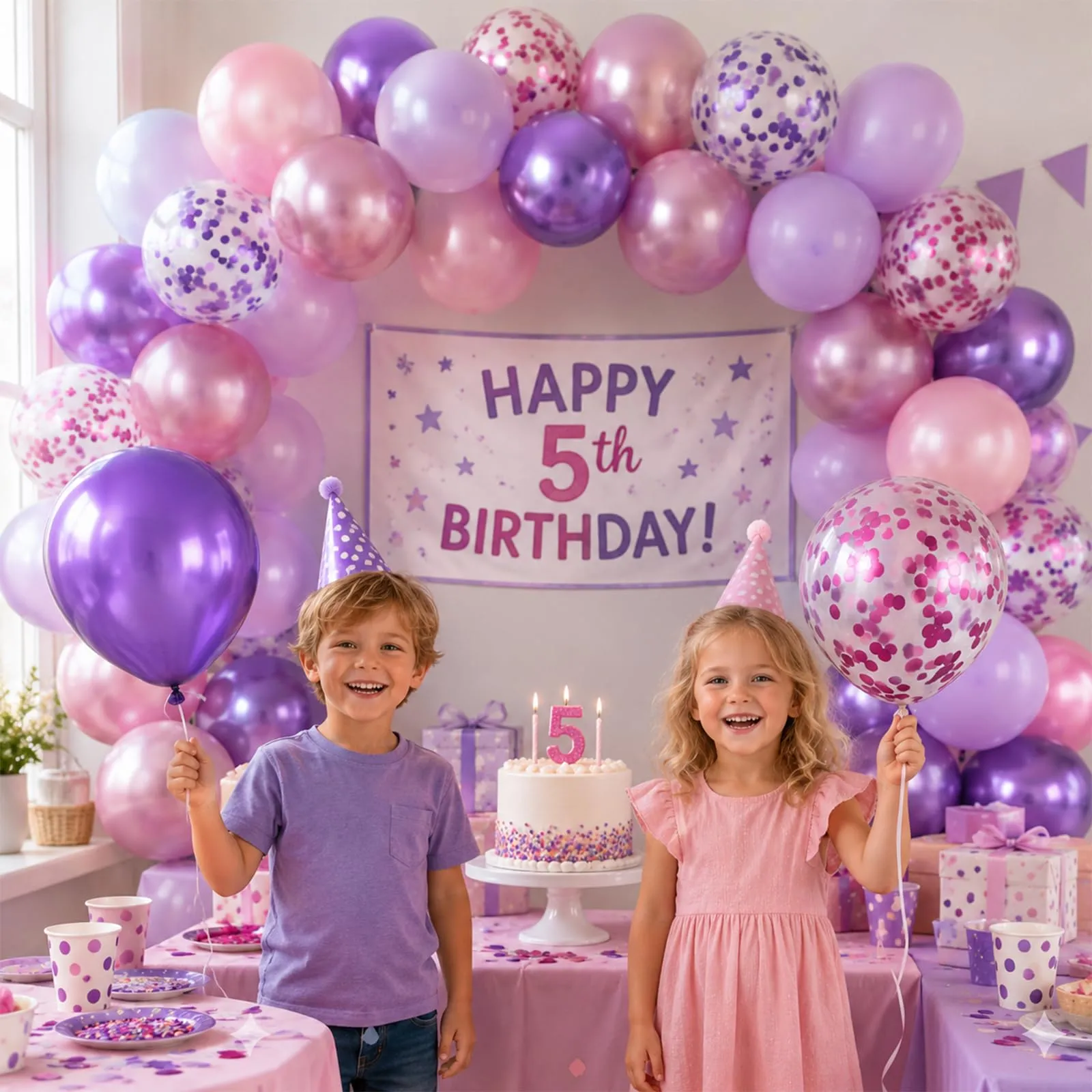 Netnology Palloncini Rosa e Viola, 68 Pezzi, 12 Pollici, Metallizzati e con Coriandoli - immagine 9