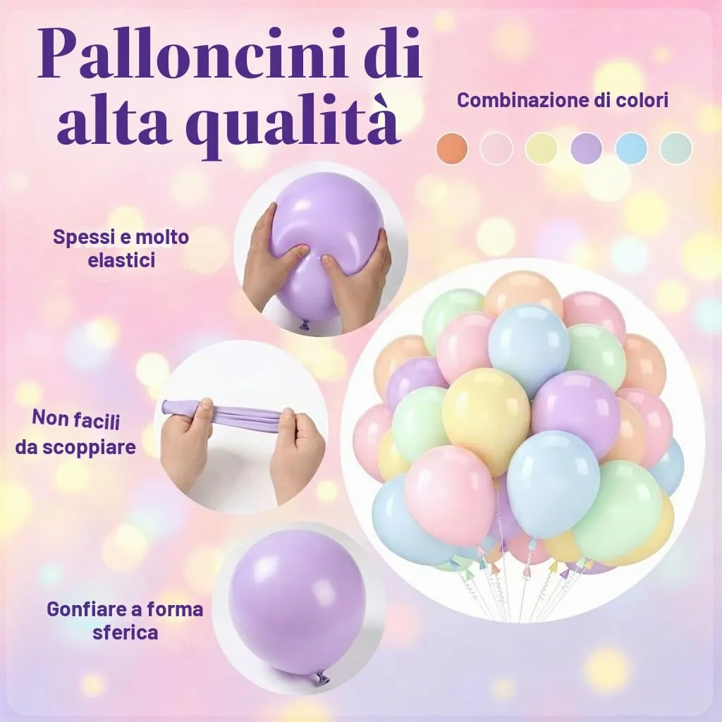 Netnology 68 Pezzi Palloncini Colori Pastello Macaron per Compleanno, Gender Reveal, Comunione e Battesimo - immagine 3