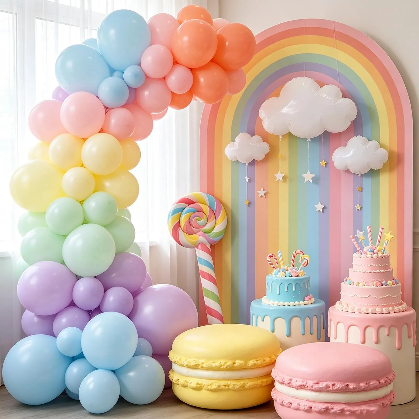 Netnology 68 Pezzi Palloncini Colori Pastello Macaron per Compleanno, Gender Reveal, Comunione e Battesimo - immagine 4