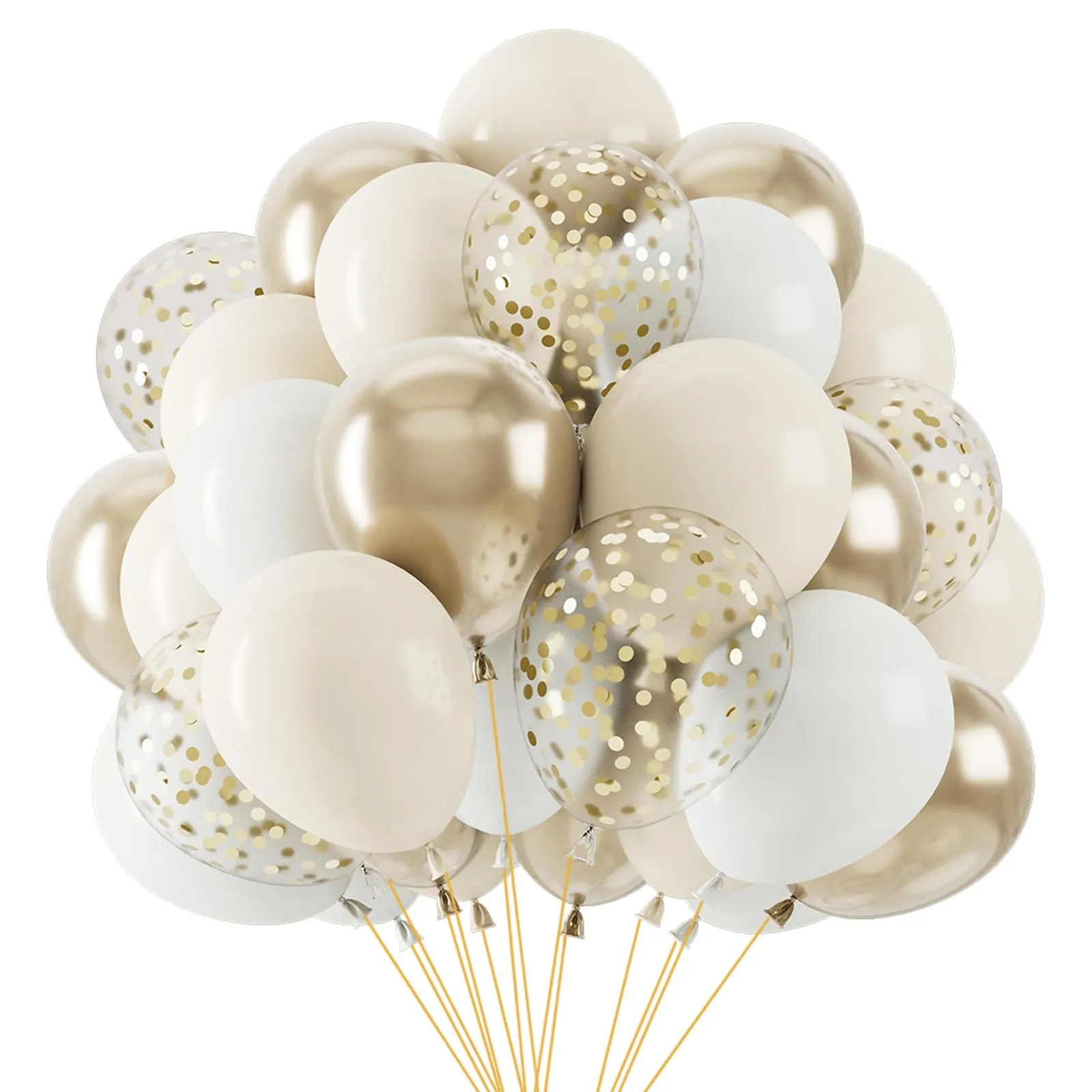 Netnology Palloncini Oro Bianco Beige, 68 Pezzi, 12 Pollici - immagine 1