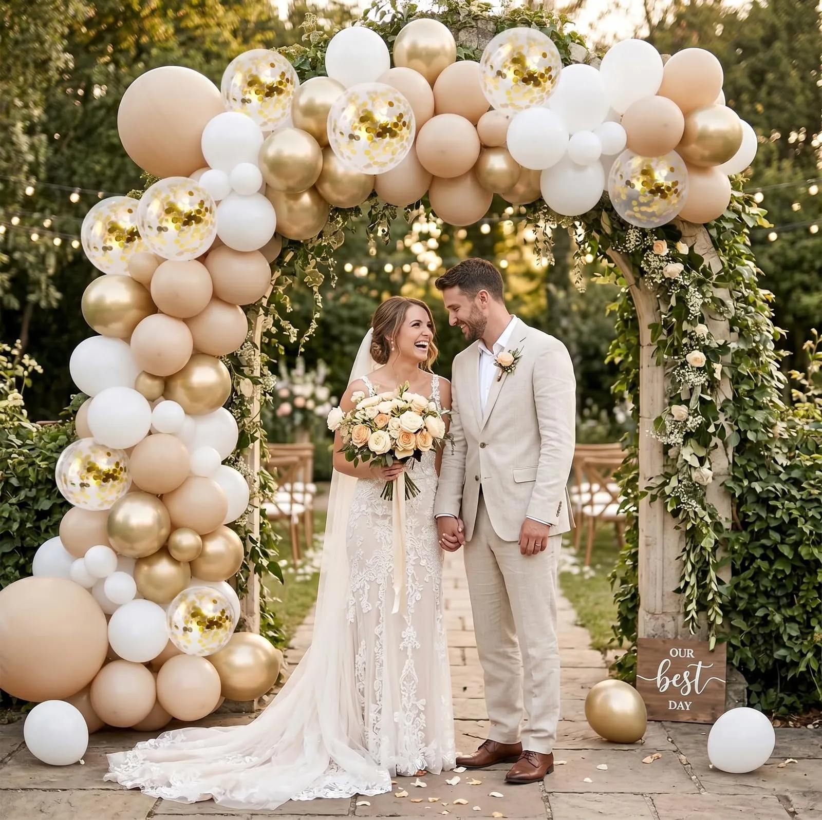 Netnology Palloncini Oro Bianco Beige, 68 Pezzi, 12 Pollici - immagine 6