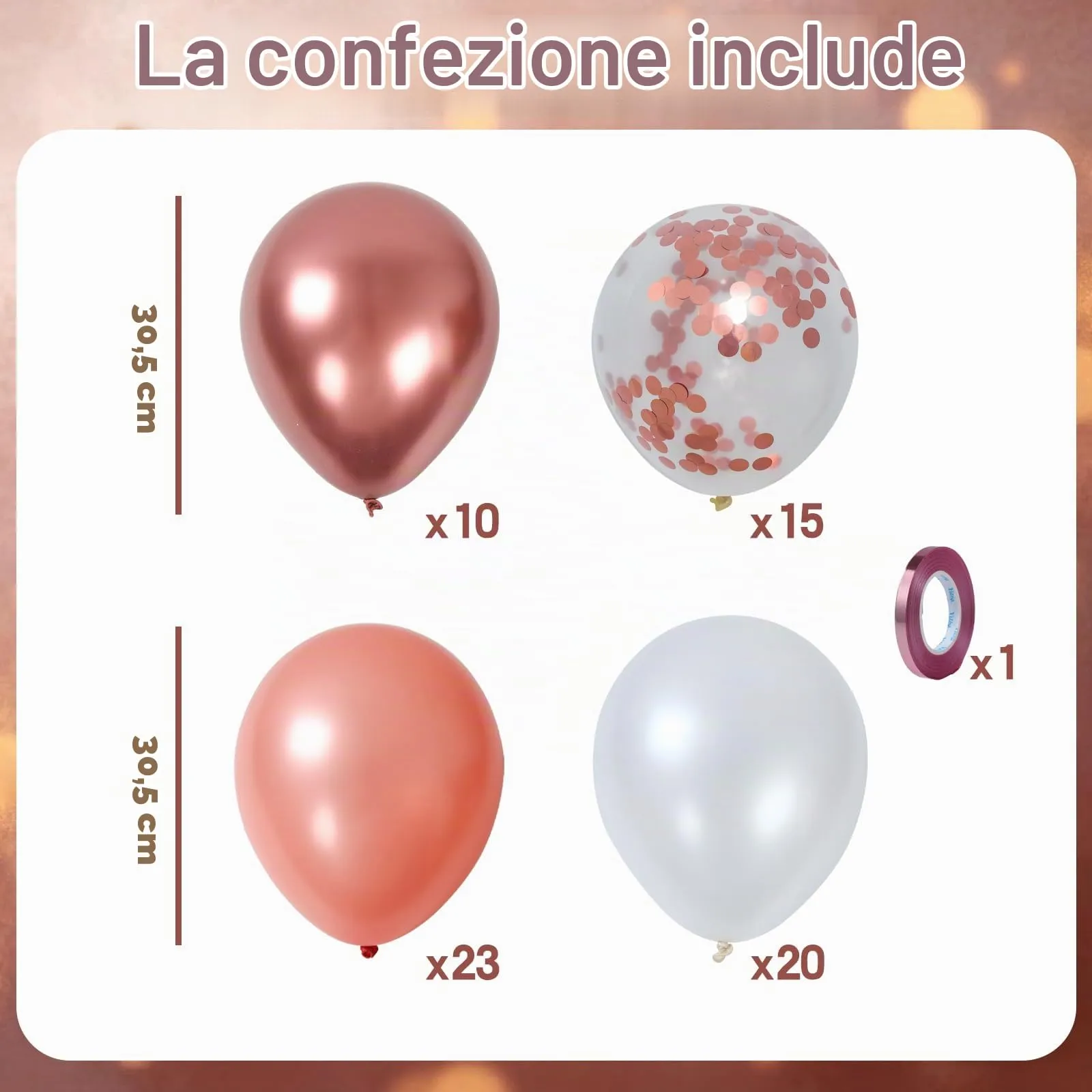 Netnology Palloncini Rosa Gold e Bianchi, 68 Pezzi, 12 Pollici - immagine 2
