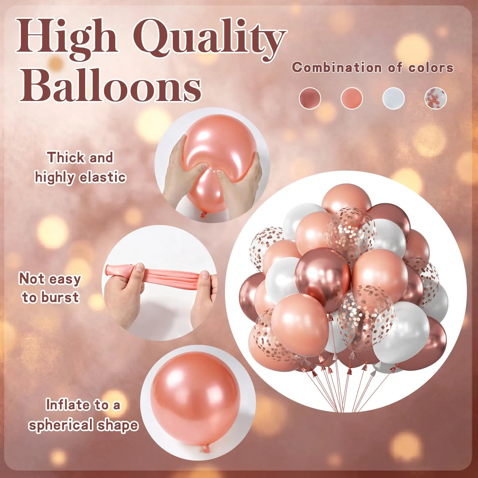 Netnology Palloncini Rosa Gold e Bianchi, 68 Pezzi, 12 Pollici - immagine 3