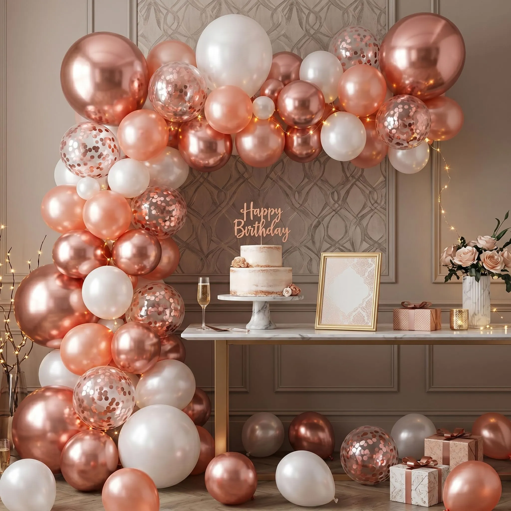 Netnology Palloncini Rosa Gold e Bianchi, 68 Pezzi, 12 Pollici - immagine 4