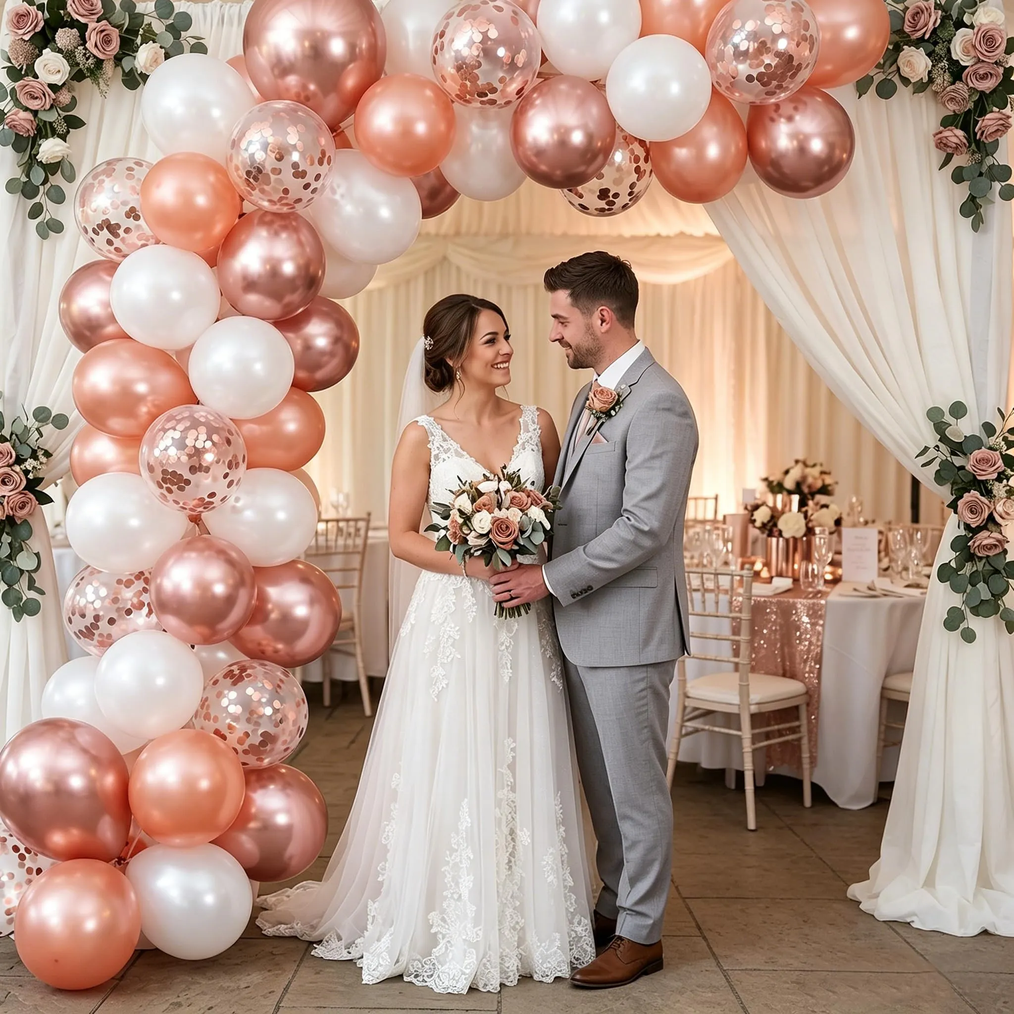 Netnology Palloncini Rosa Gold e Bianchi, 68 Pezzi, 12 Pollici - immagine 6