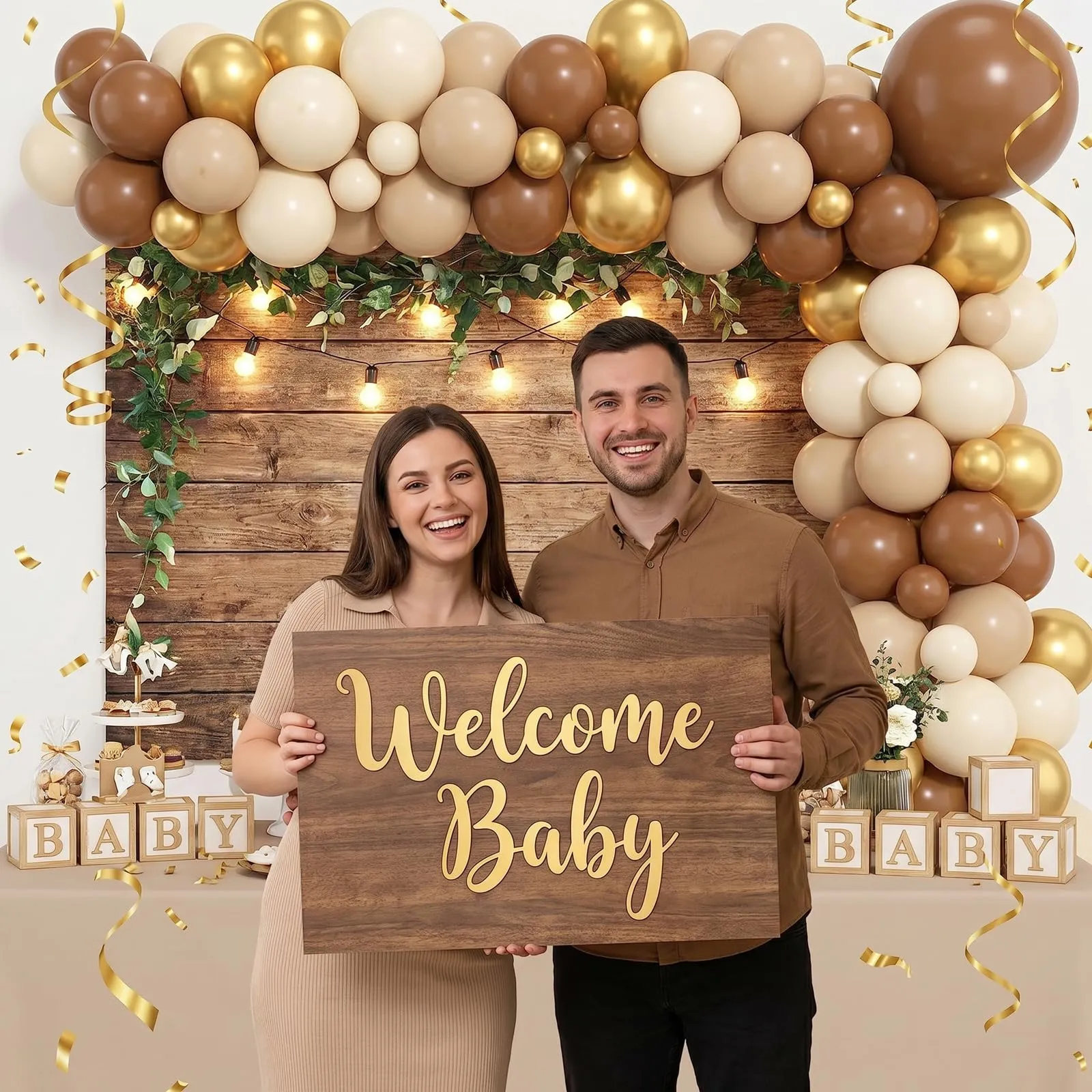 Netnology Palloncini Marrone, Oro e Beige, 68 Pezzi, 12 Pollici - immagine 7