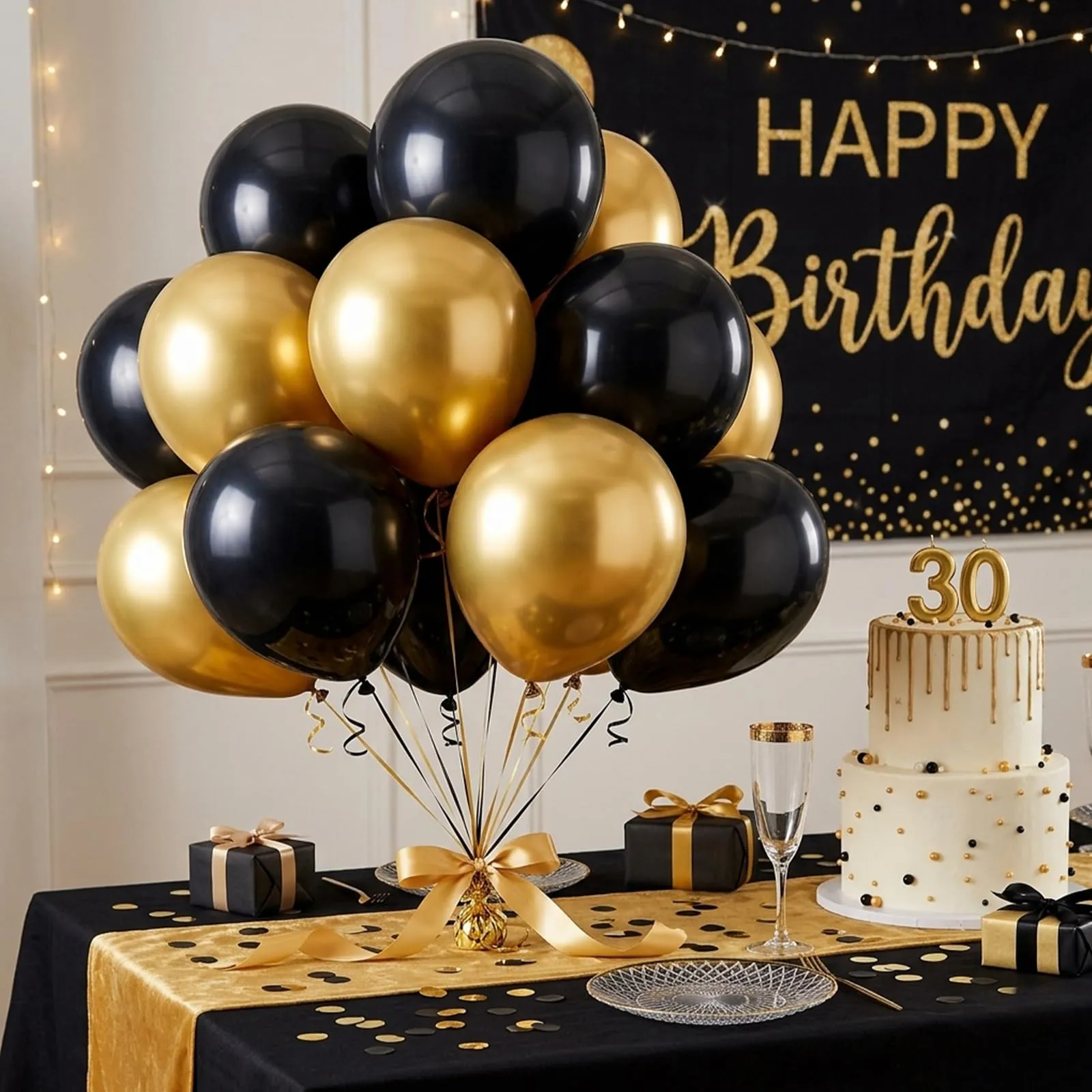 Netnology Palloncini Oro e Nero, 68 Pezzi, 12 Pollici - immagine 4