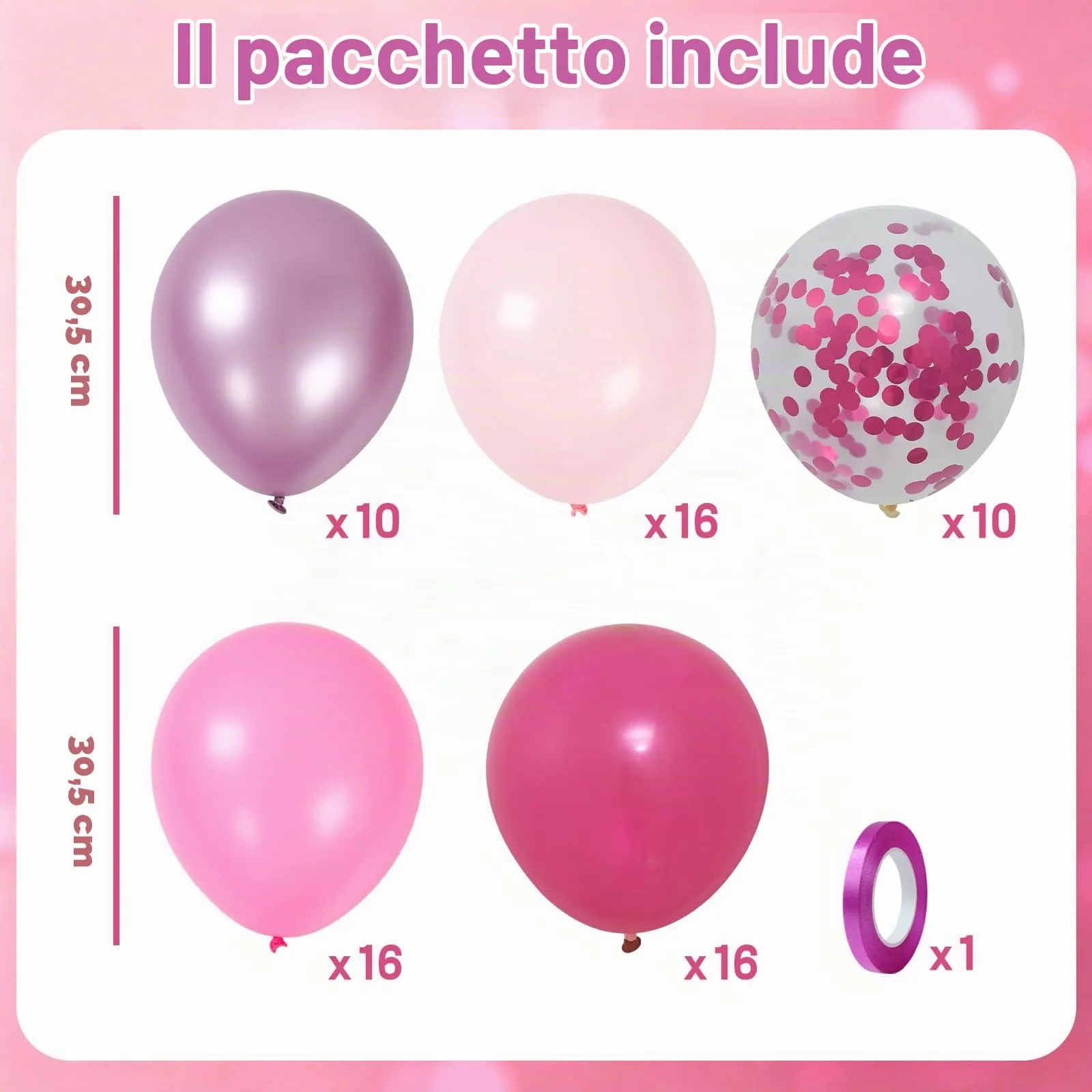 Netnology Palloncini Rosa Caldo, 68 Pezzi, 12 Pollici - immagine 2