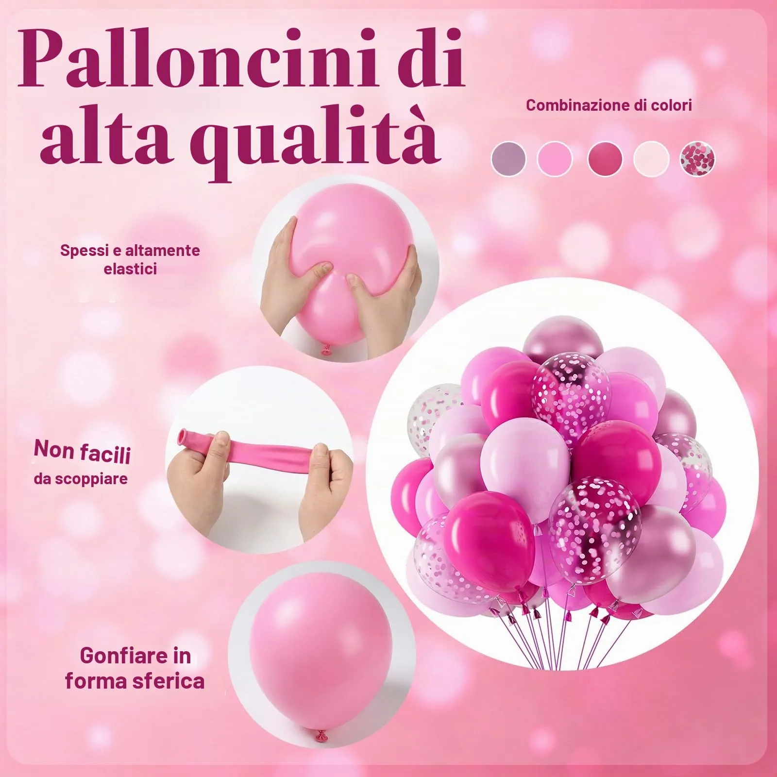 Netnology Palloncini Rosa Caldo, 68 Pezzi, 12 Pollici - immagine 3