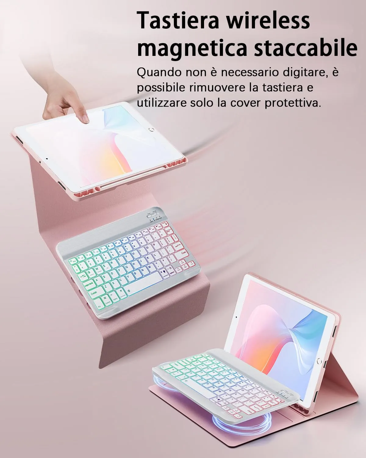 MicroTunk Keyboard Case with Bluetooth Backlit Keyboard and Mouse for iPad 6th Gen (2018), iPad 5th Gen (2017), iPad Pro 9.7 (2016), iPad Air 2 (2014), 9.7 Inch, Italian QWERTY - immagine 8