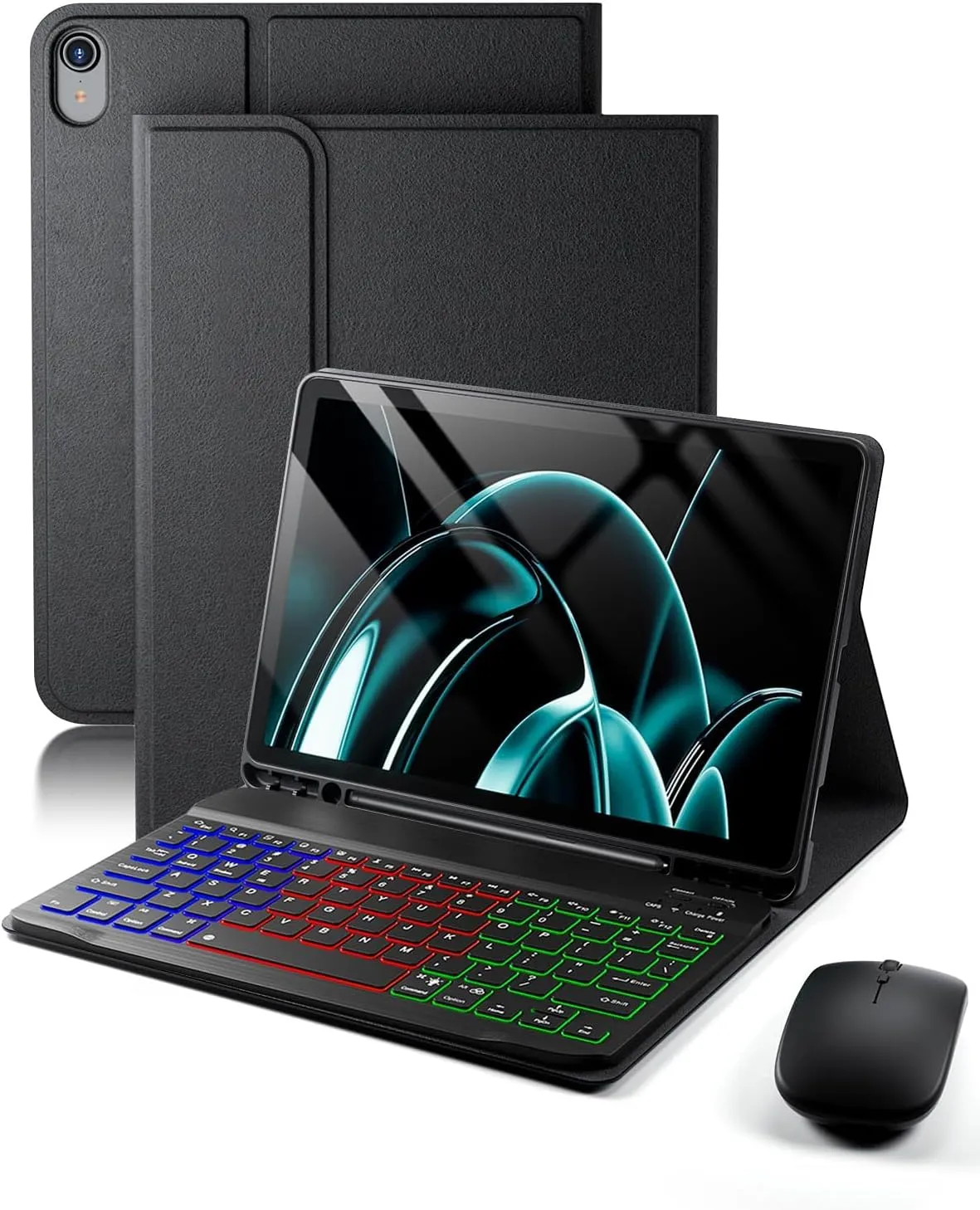 MicroTunk Keyboard Case for iPad 11th Gen (2025) and iPad 10th Gen (2022) 10.9-11 Inch, Backlit Wireless Bluetooth Keyboard and Mouse, Italian QWERTY, Nero - immagine 1