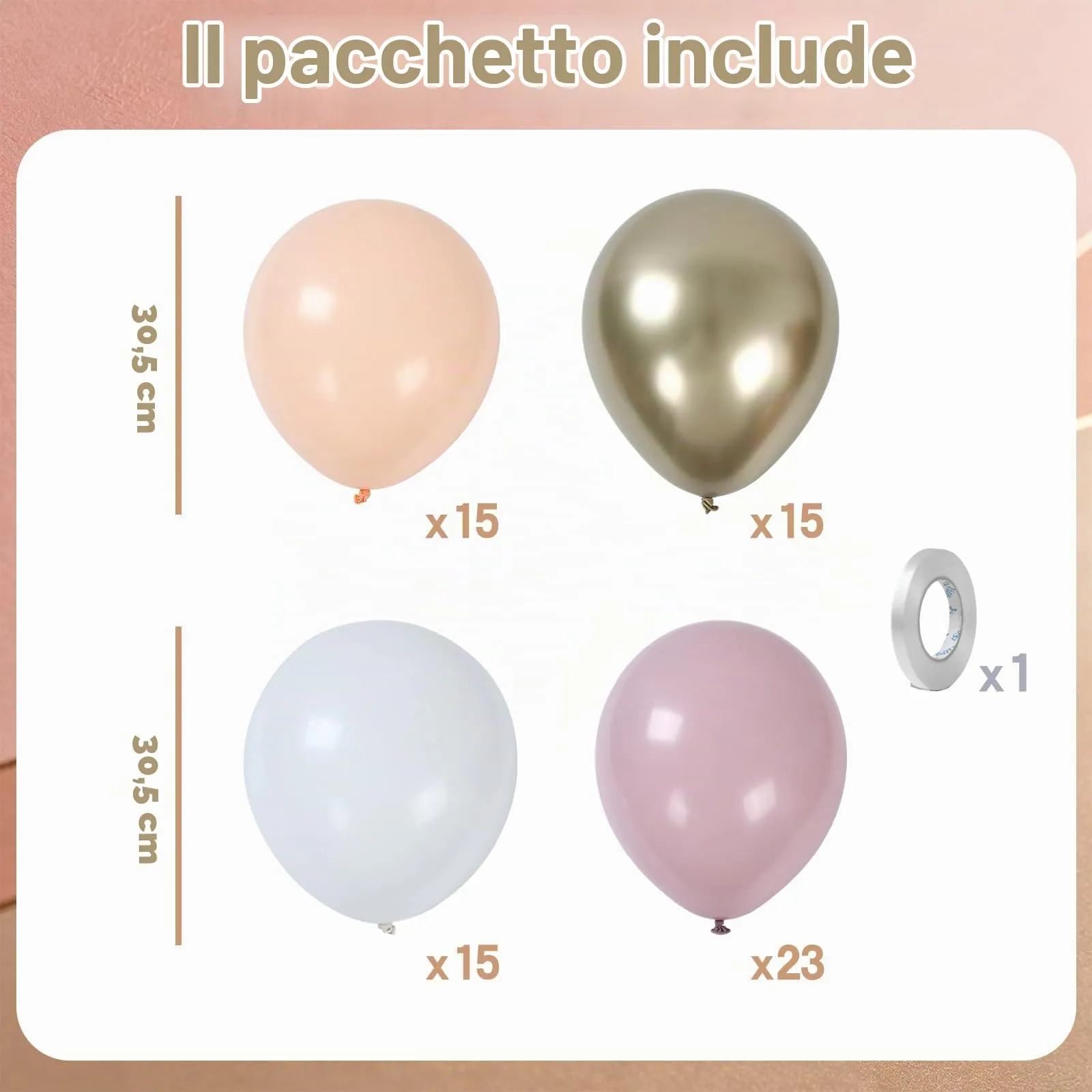 Netnology Palloncini Rosa Retrò e Oro, 68 Pezzi, 12 Pollici - immagine 2