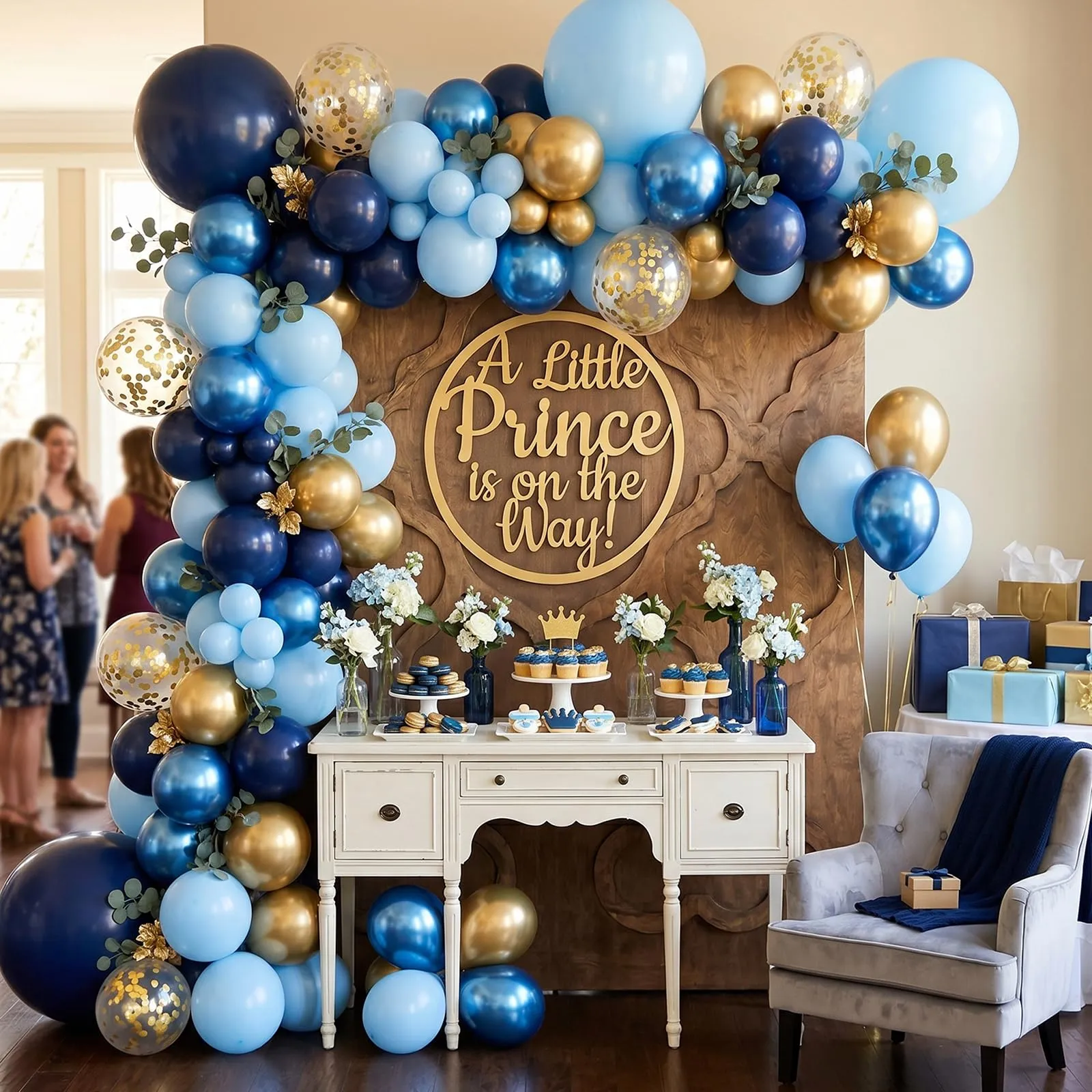 Netnology Palloncini Blu e Oro, 68 Pezzi, 12 Pollici, Metallizzati e con Coriandoli - immagine 7