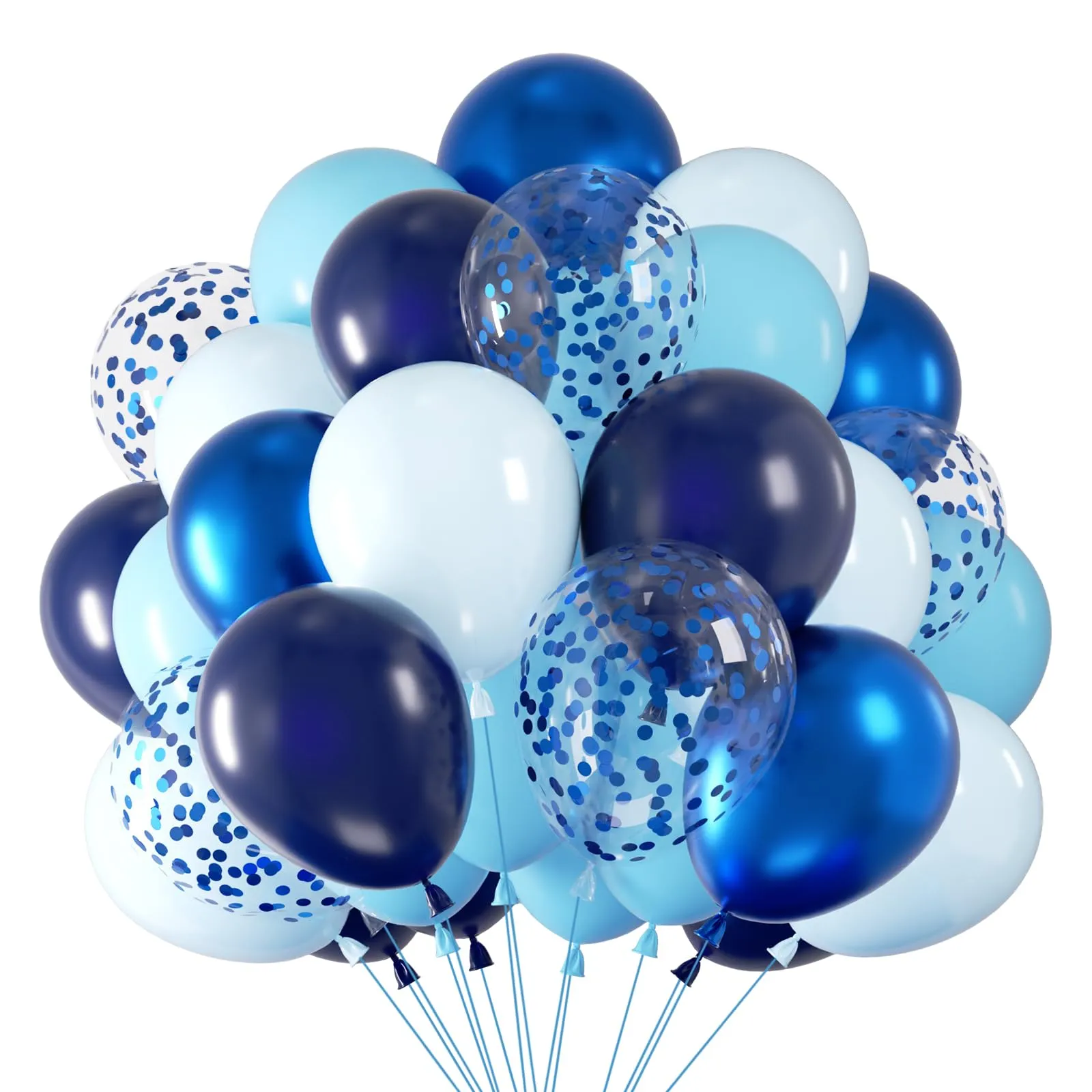 Netnology Palloncini Blu 68 Pezzi, 12 Pollici, Metallizzati e con Coriandoli - immagine 1