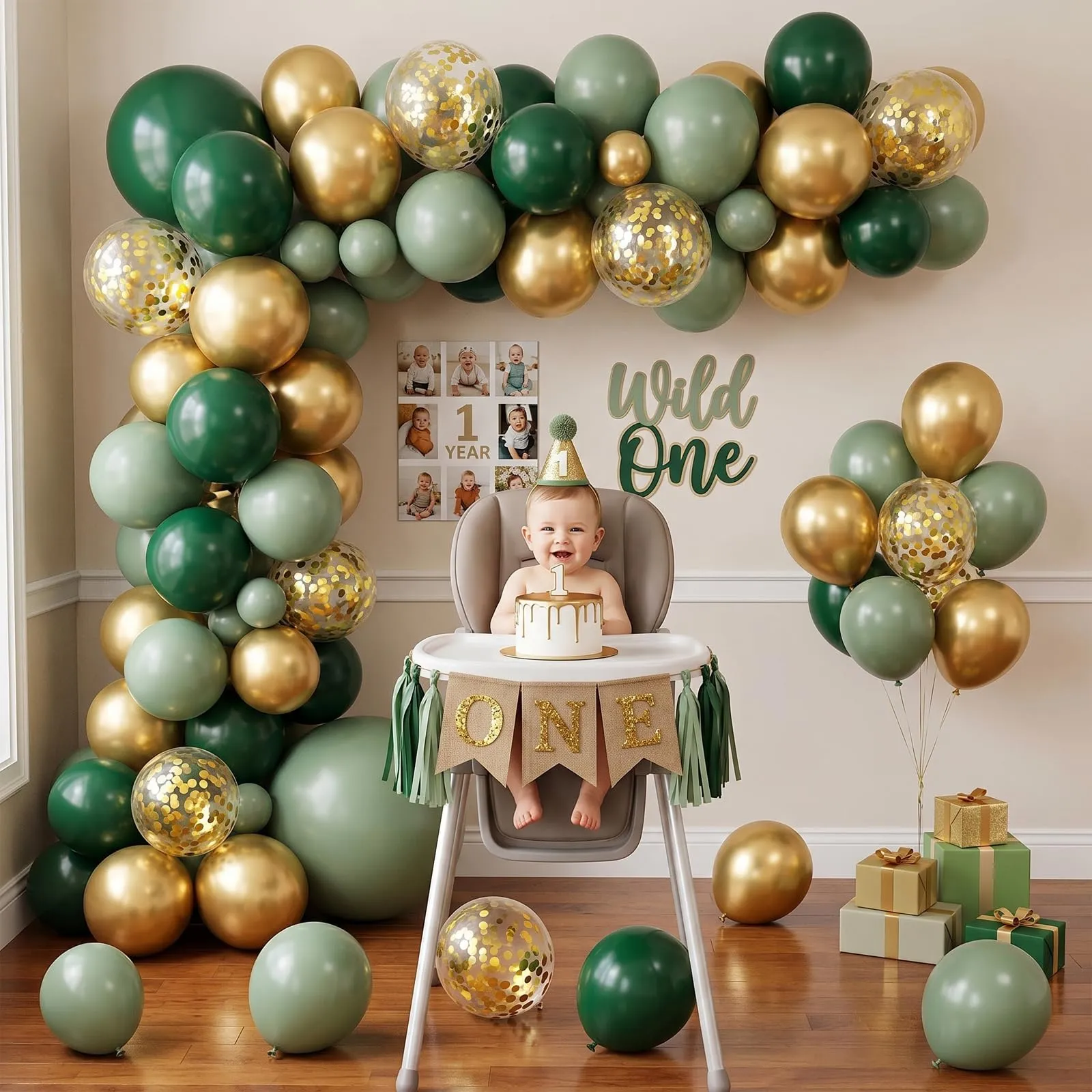 Netnology Palloncini Verde Salvia e Oro, 68 Pezzi, 12 Pollici - immagine 4