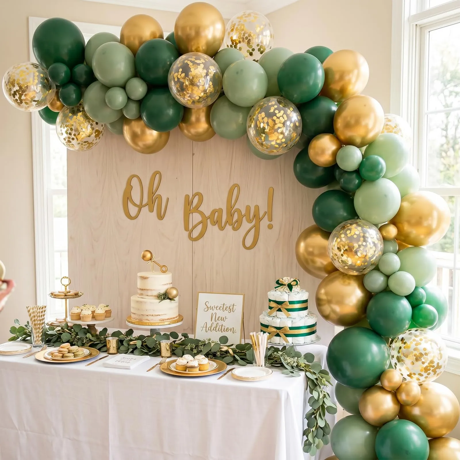 Netnology Palloncini Verde Salvia e Oro, 68 Pezzi, 12 Pollici - immagine 5