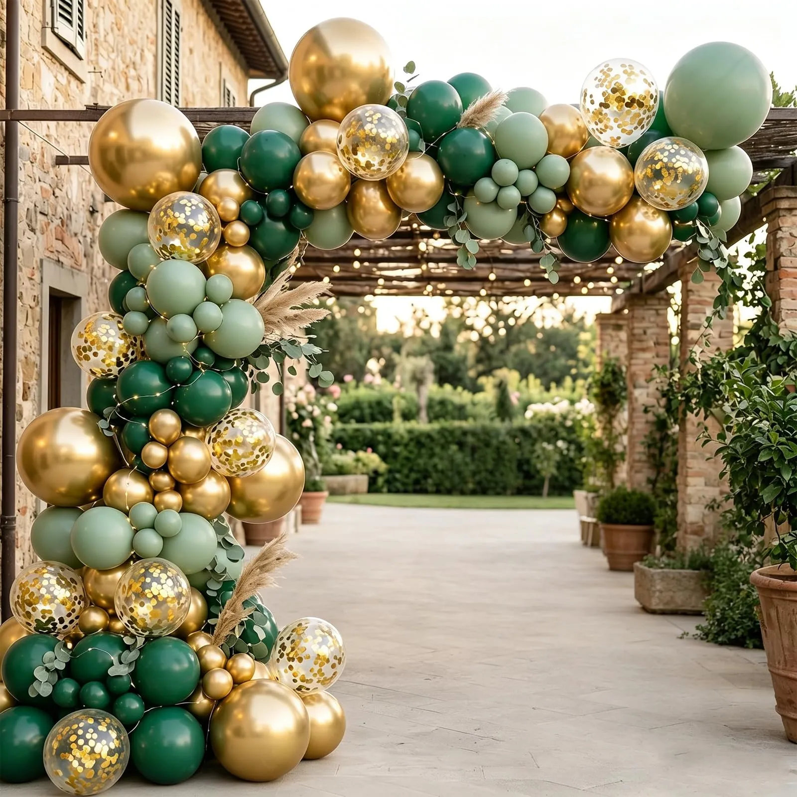 Netnology Palloncini Verde Salvia e Oro, 68 Pezzi, 12 Pollici - immagine 6