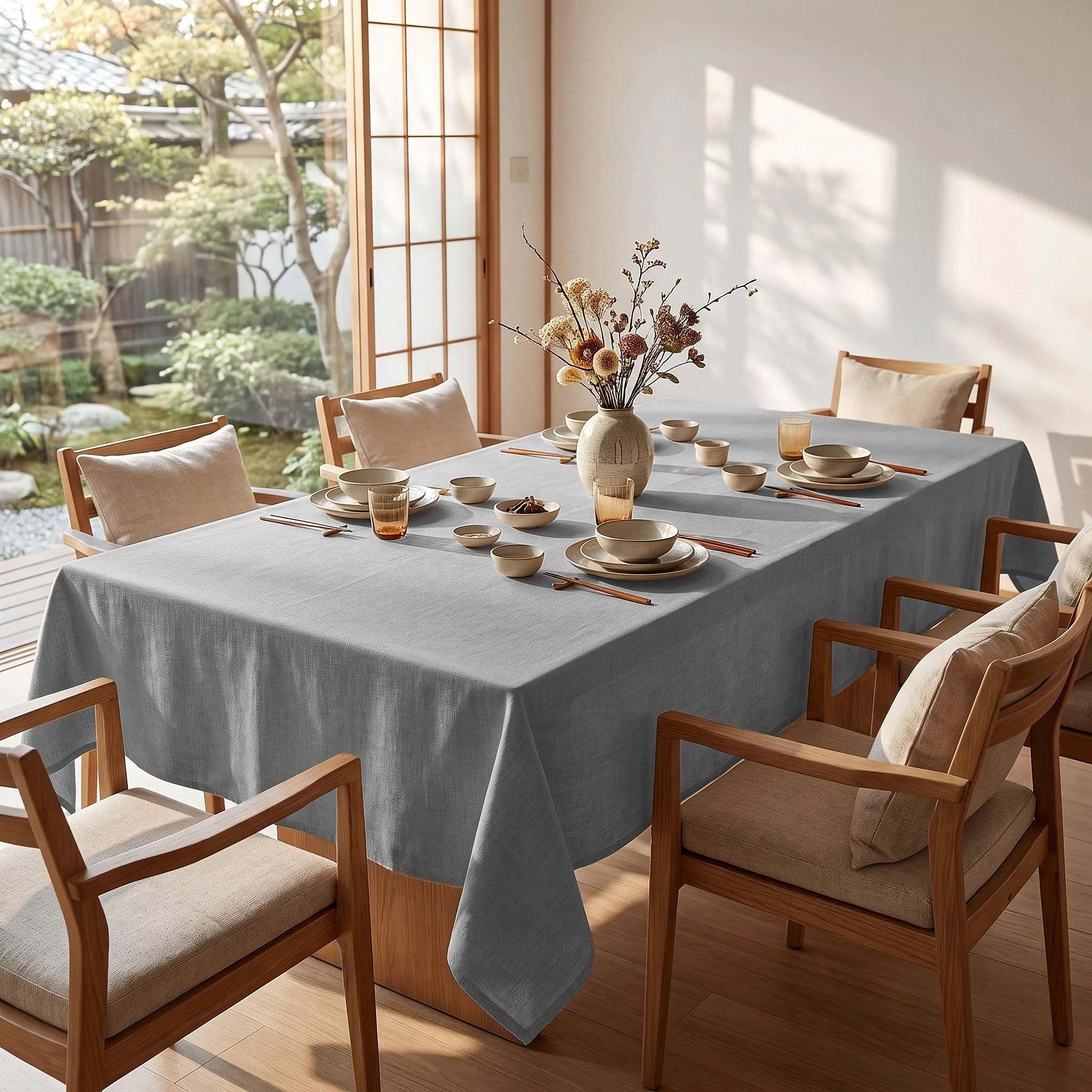 Deconovo Tovaglia Idrorepellente Effetto Lino, 150x300 cm, Grigio - immagine 4
