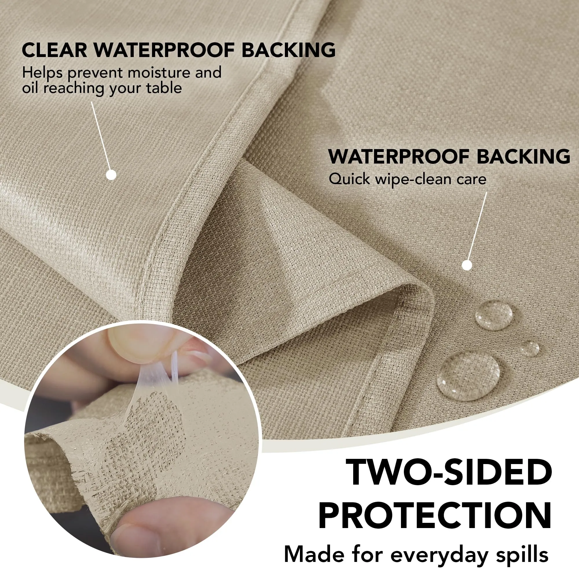Deconovo Tovaglia Idrorepellente Effetto Lino, 150x300 cm, Marrone Scuro - immagine 6