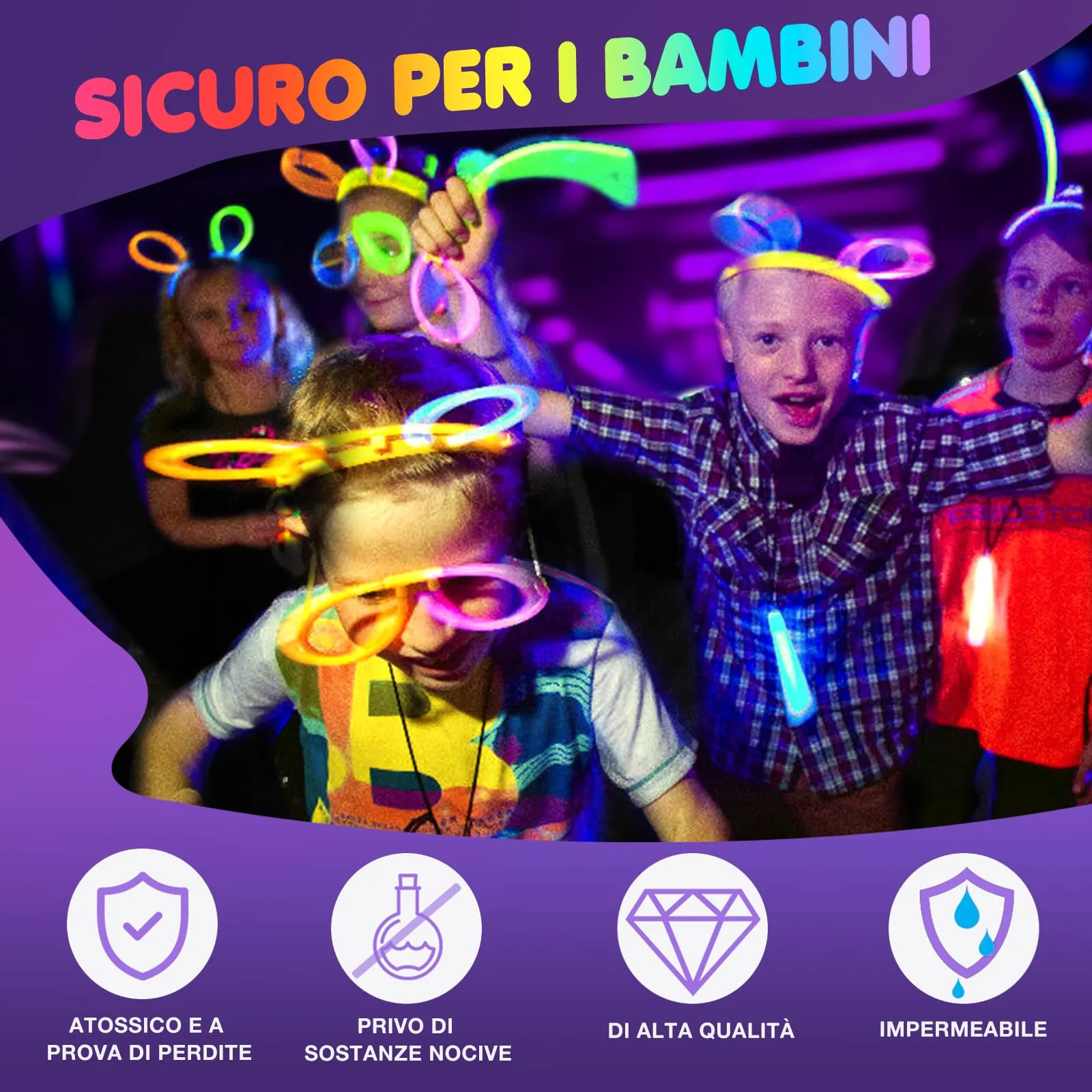 Ziitty Braccialetti Luminosi Fluorescenti Kit 252 Pezzi, 120 Glow Sticks e 132 Connettori per Bracciali e Occhiali - immagine 4