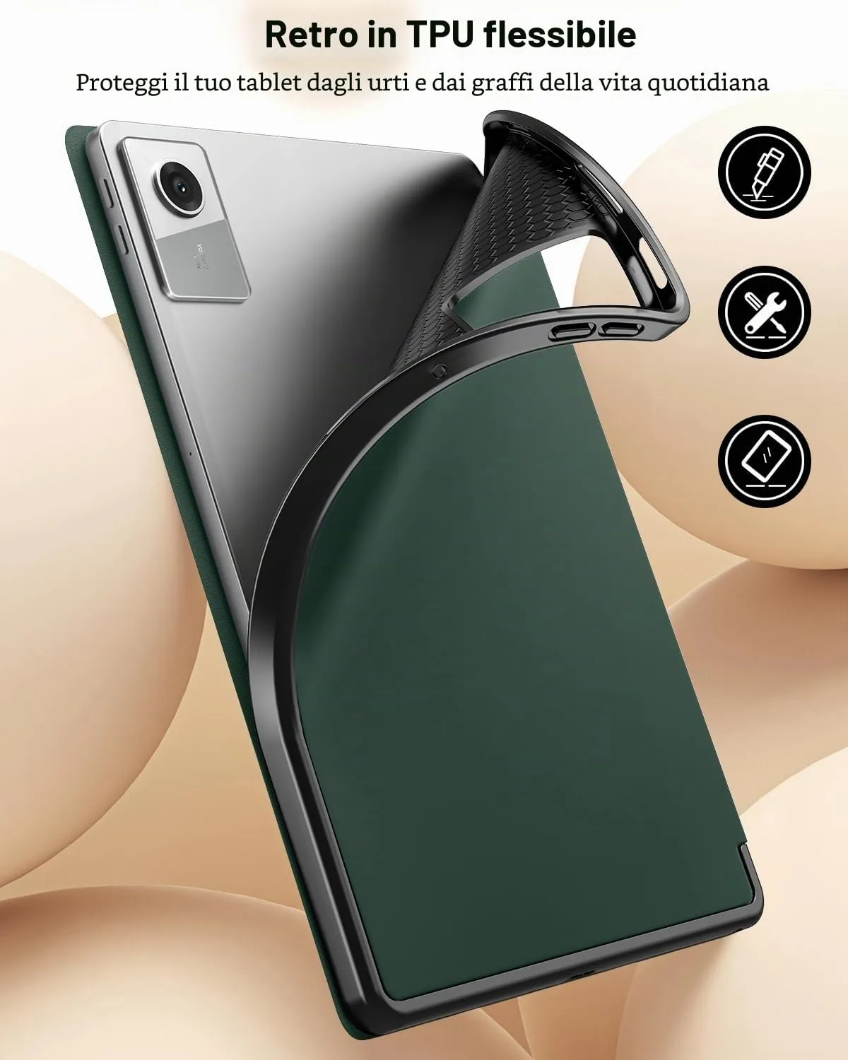 TiMOVO Cover per Lenovo Idea Tab 11 Pollici 2025 (TB-336ZU/336FU), Verde Notte - immagine 5