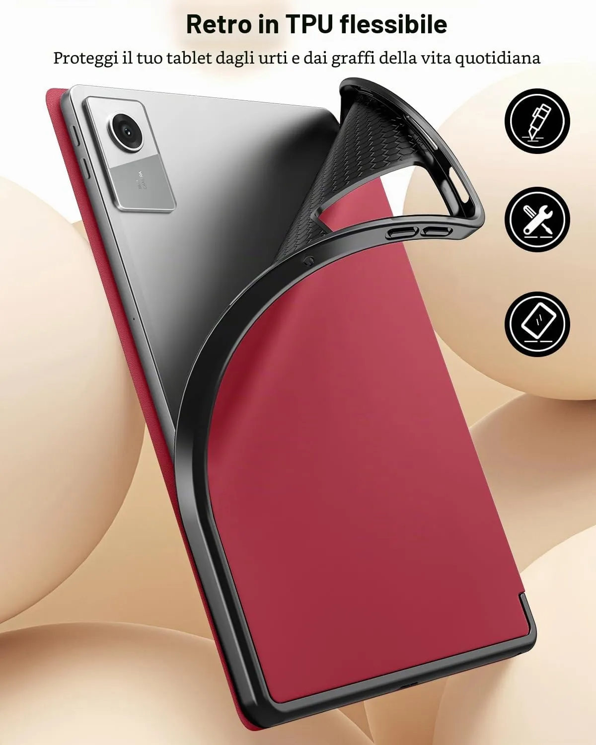 TiMOVO Cover per Lenovo Idea Tab 11 Pollici 2025 TB-336ZU/336FU, Vino Rosso - immagine 5