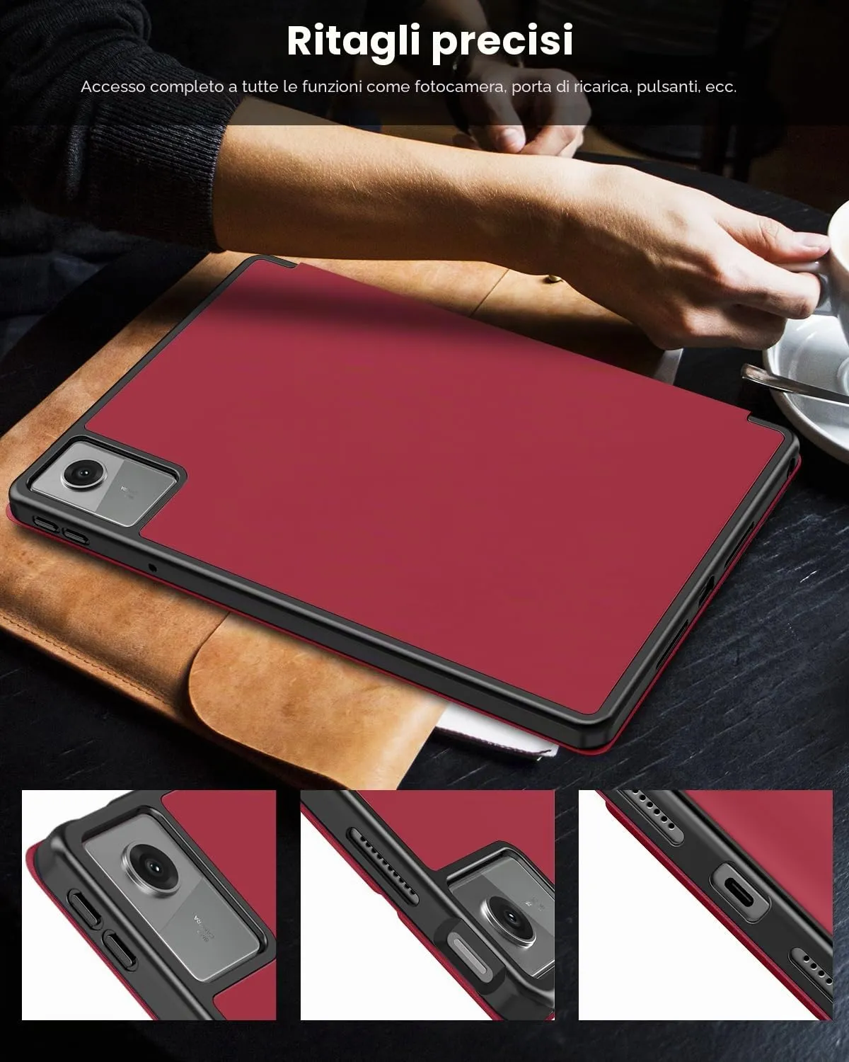 TiMOVO Cover per Lenovo Idea Tab 11 Pollici 2025 TB-336ZU/336FU, Vino Rosso - immagine 7