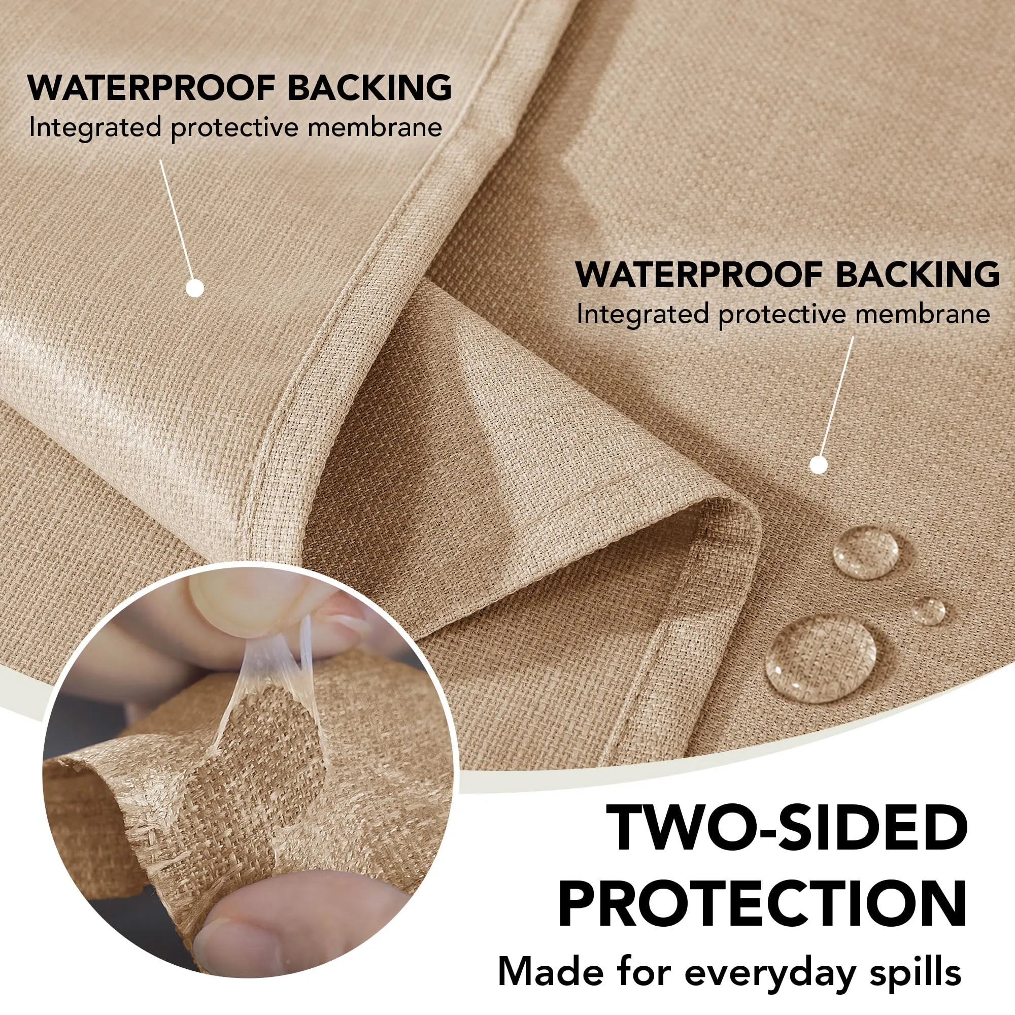 Deconovo Tovaglia Idrorepellente Effetto Lino, 140x220 cm, Marrone Dorato - immagine 4