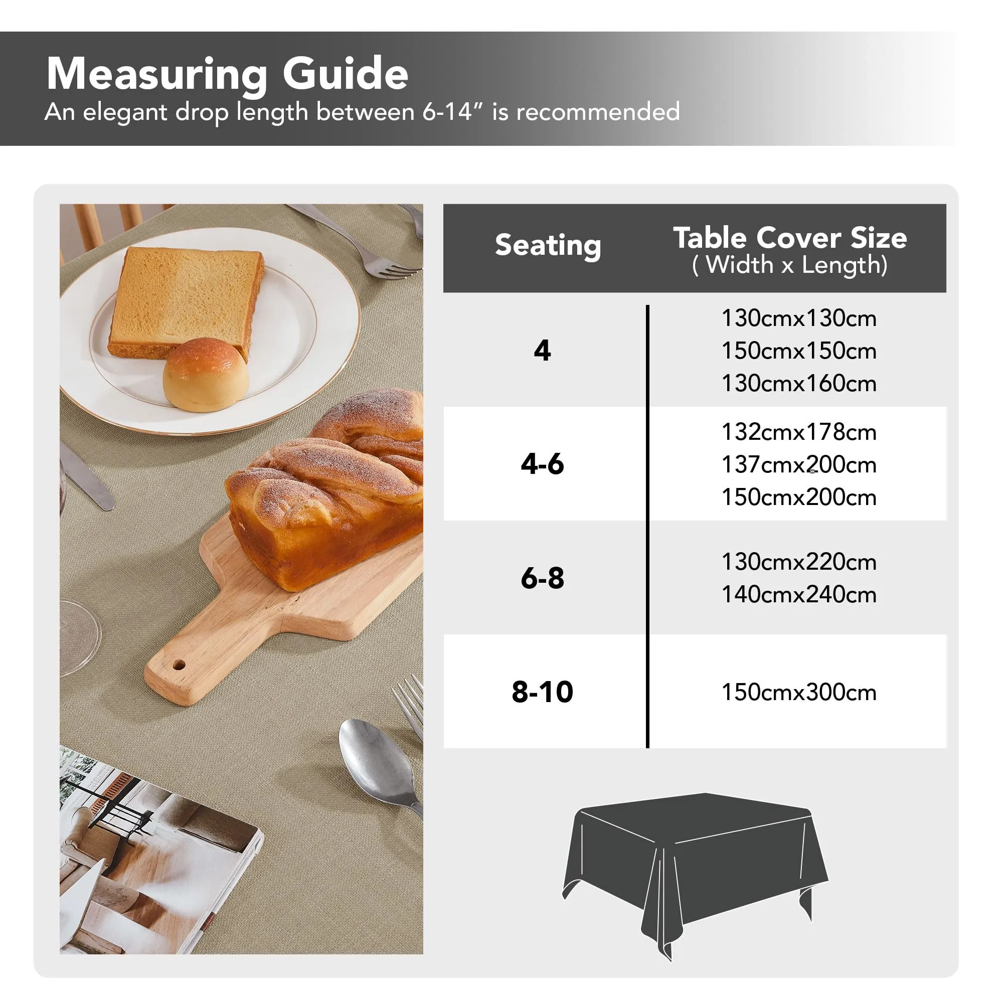 Deconovo Tovaglia Idrorepellente Effetto Lino, 100x140 cm, Marrone Scuro - immagine 5