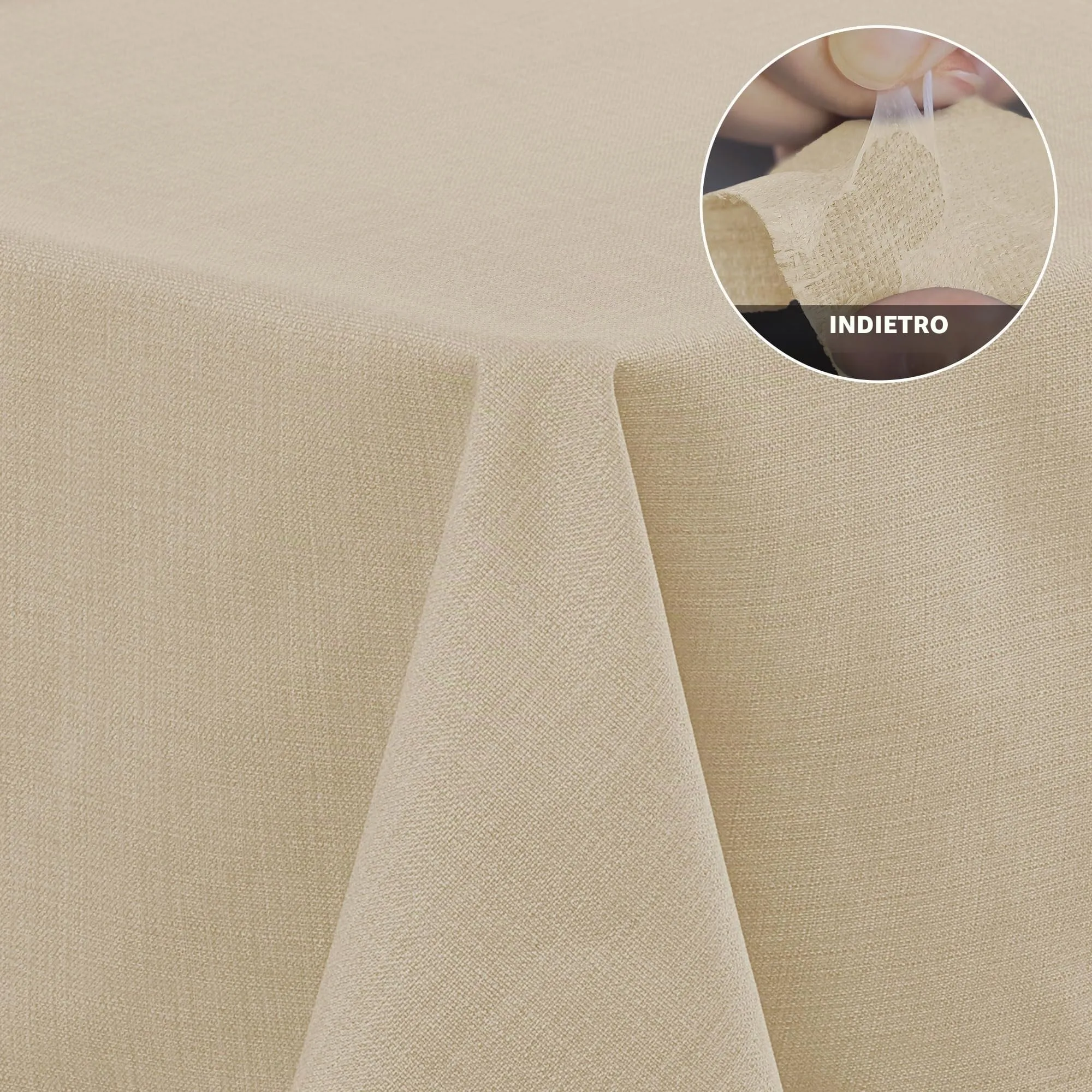 Deconovo Tovaglia Idrorepellente Effetto Lino, 140x240 cm, Beige - immagine 3