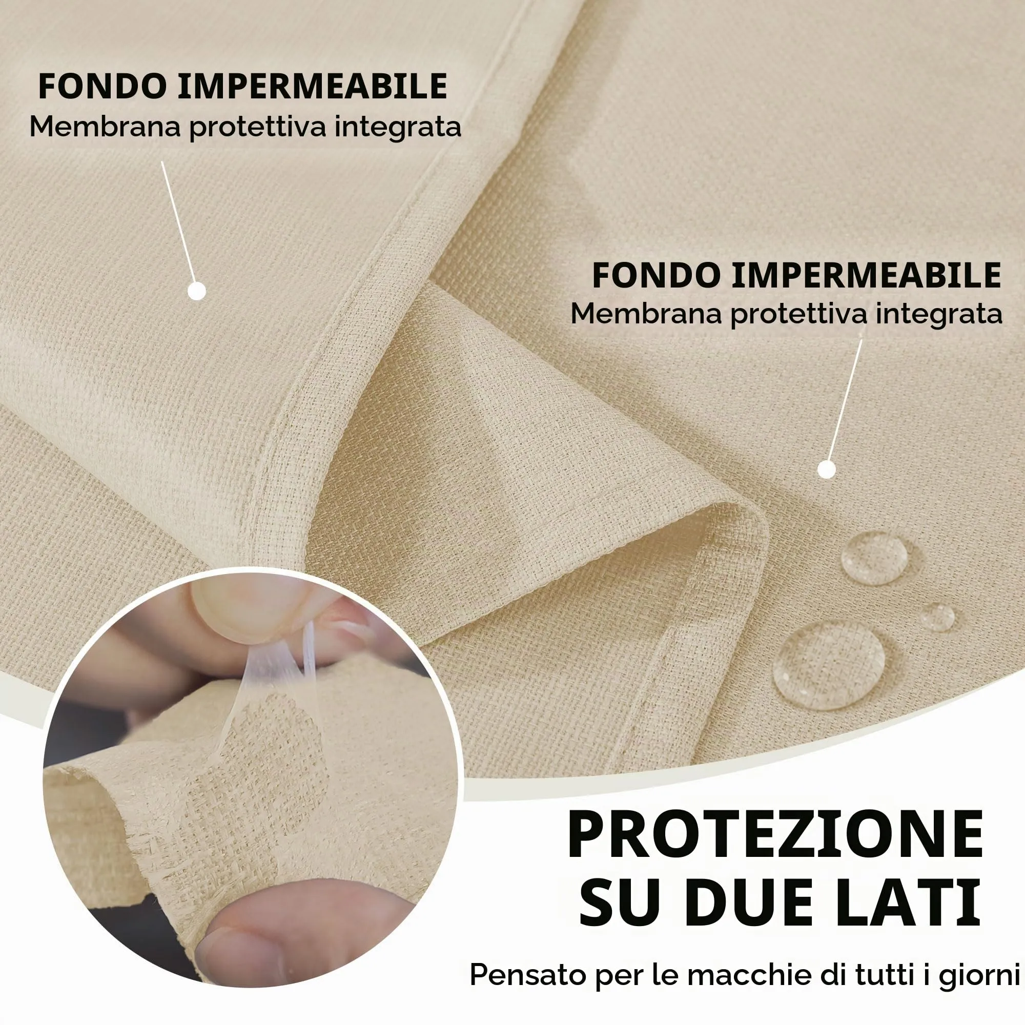 Deconovo Tovaglia Idrorepellente Effetto Lino, 140x240 cm, Beige - immagine 4
