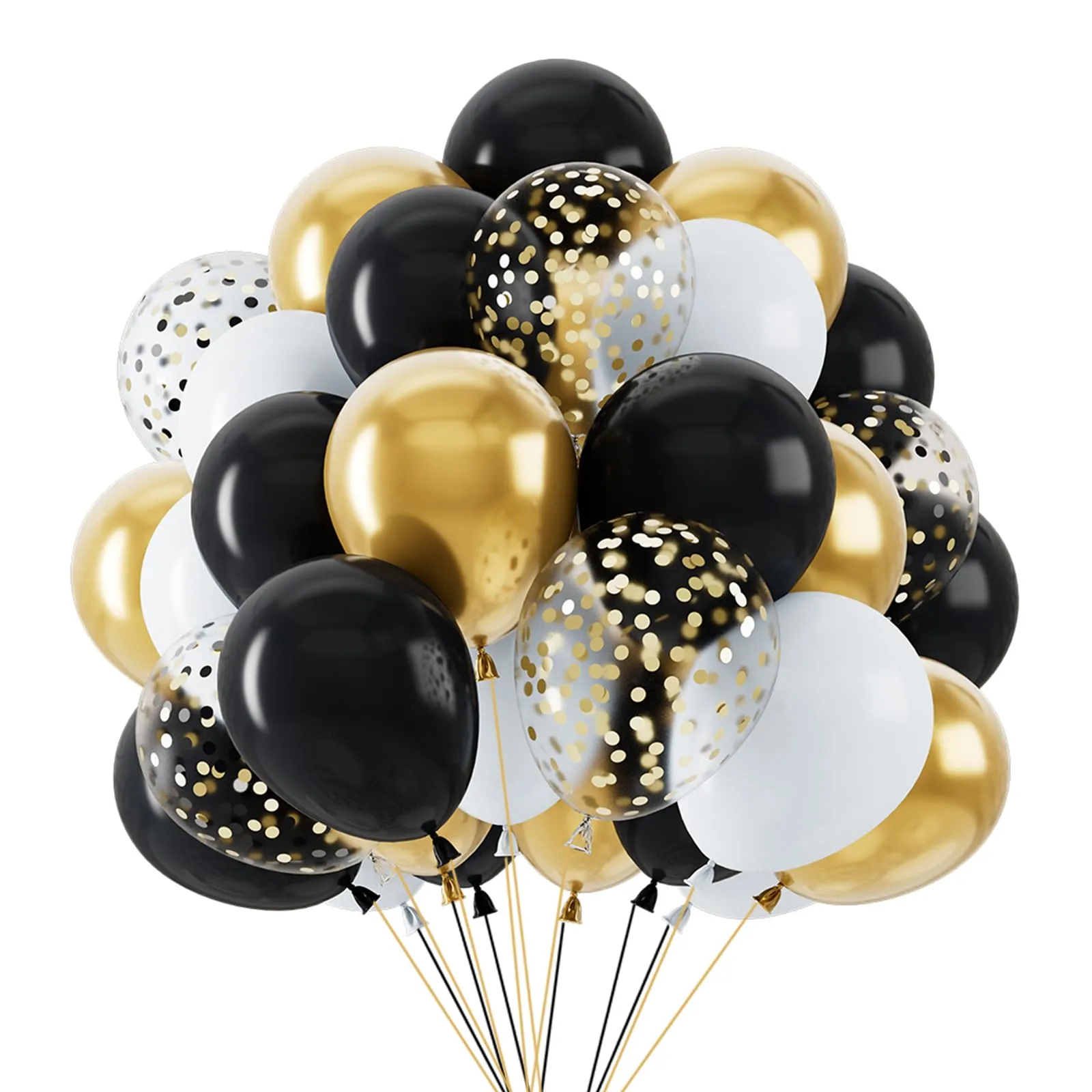 Netnology Set Palloncini Oro, Nero e Bianco, 68 Pezzi, 12 Pollici - immagine 1