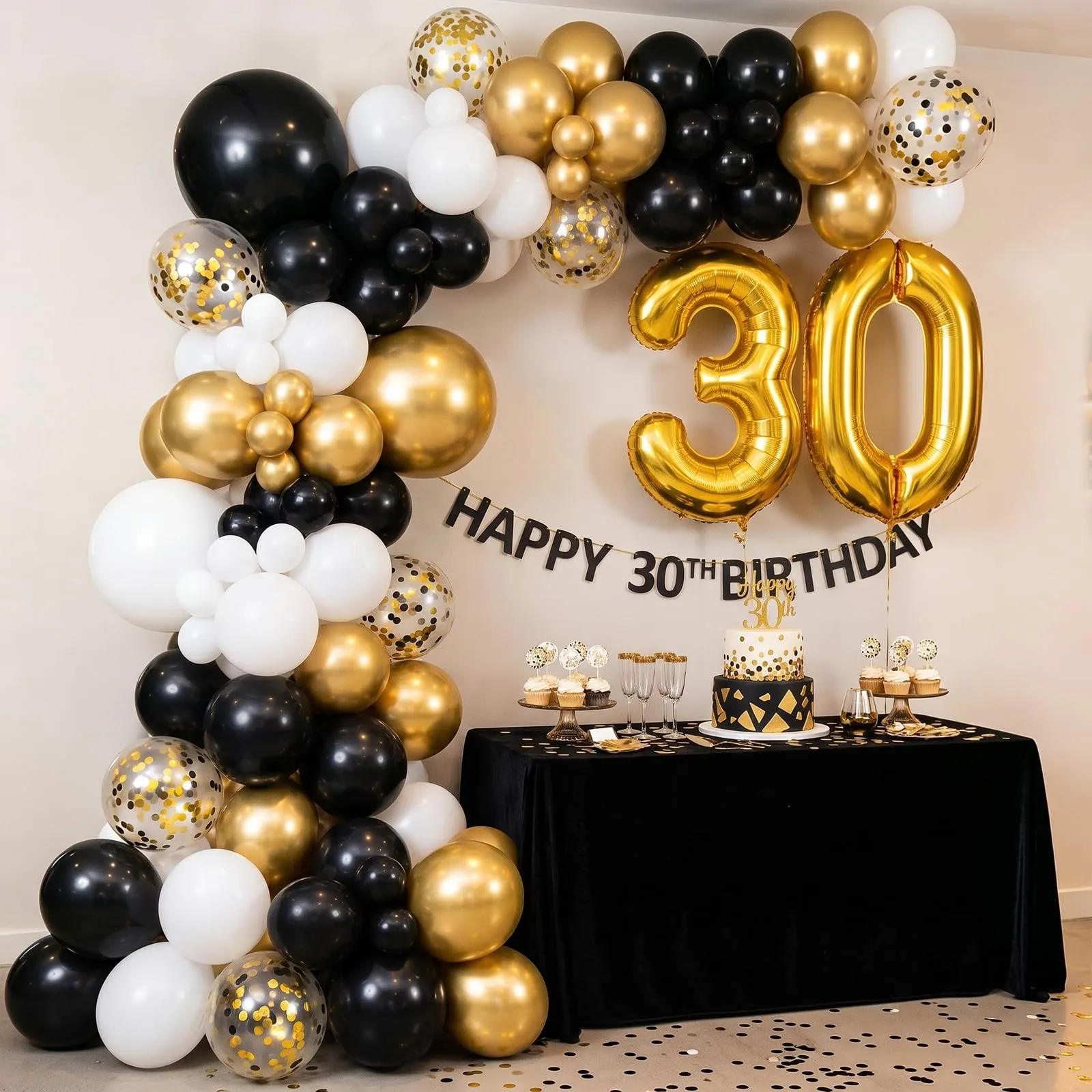 Netnology Set Palloncini Oro, Nero e Bianco, 68 Pezzi, 12 Pollici - immagine 7