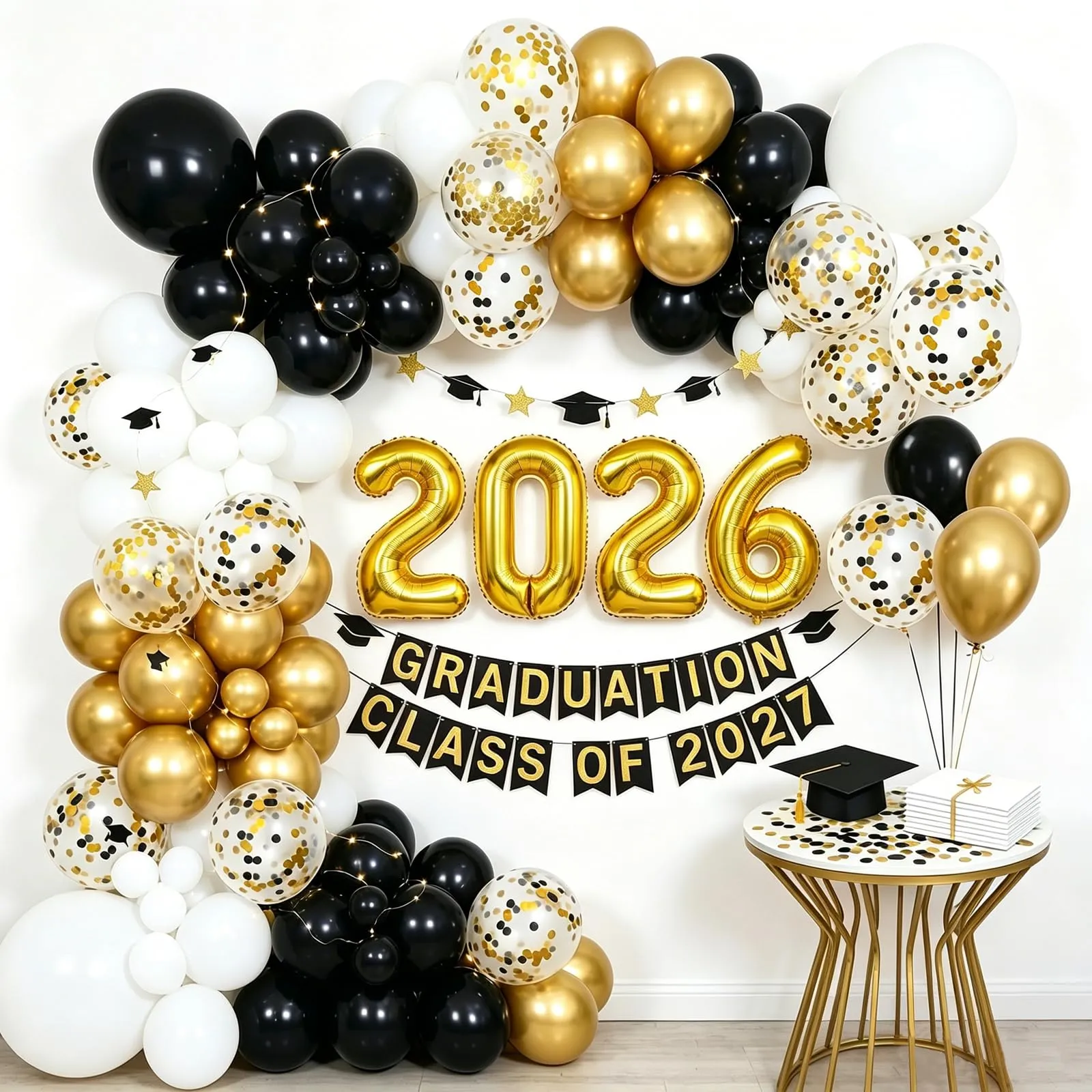 Netnology Set Palloncini Oro, Nero e Bianco, 68 Pezzi, 12 Pollici - immagine 9
