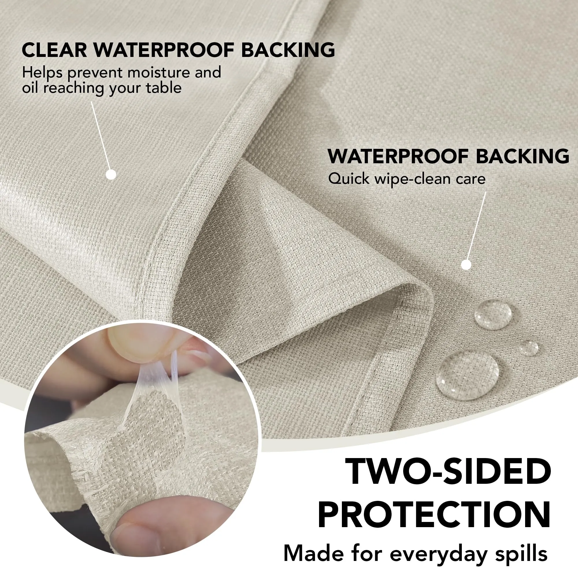 Deconovo Tovaglia Idrorepellente Effetto Lino, 150x300 cm, Marrone Chiaro - immagine 6
