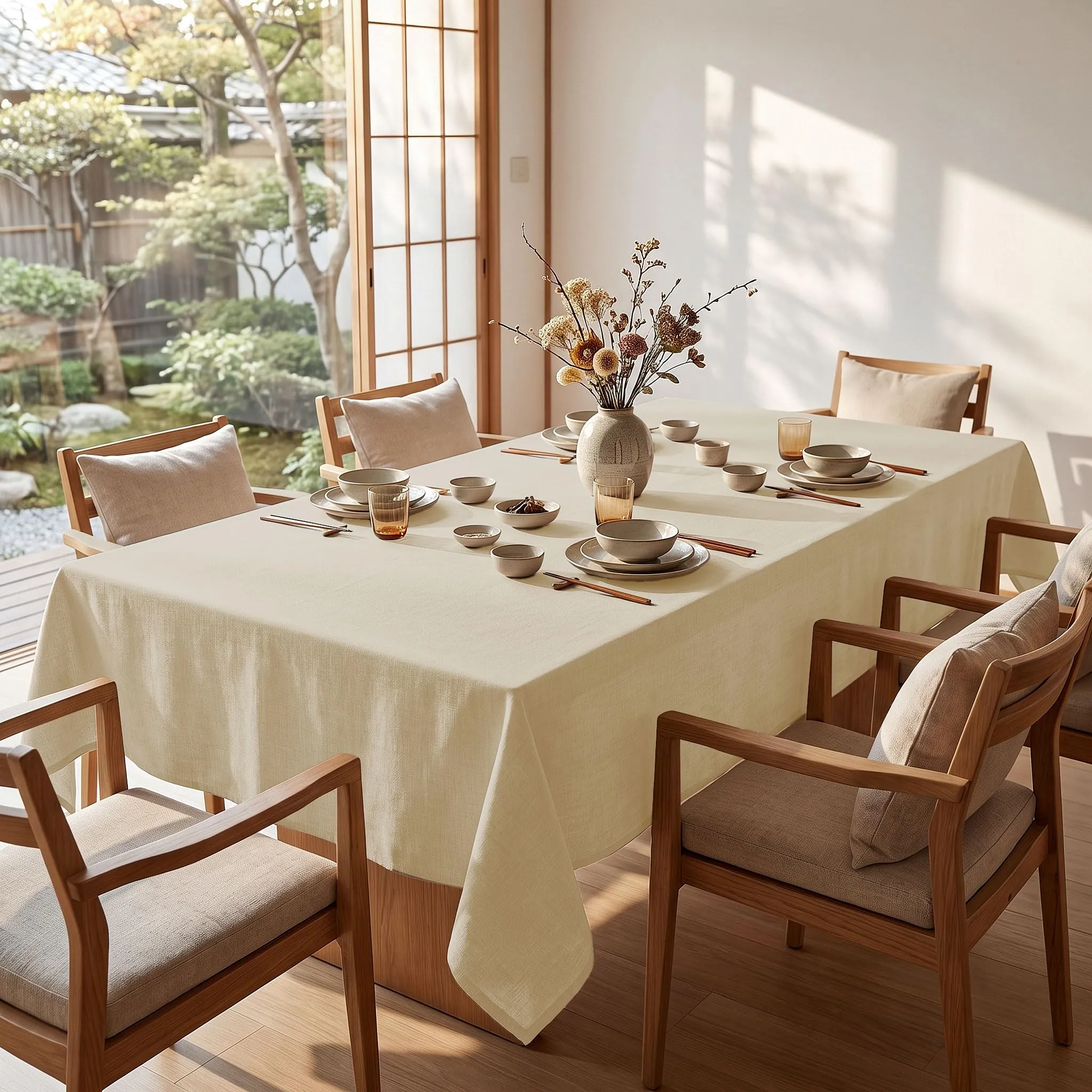 Deconovo Tovaglia Idrorepellente Effetto Lino, 150x300 cm, Beige - immagine 4