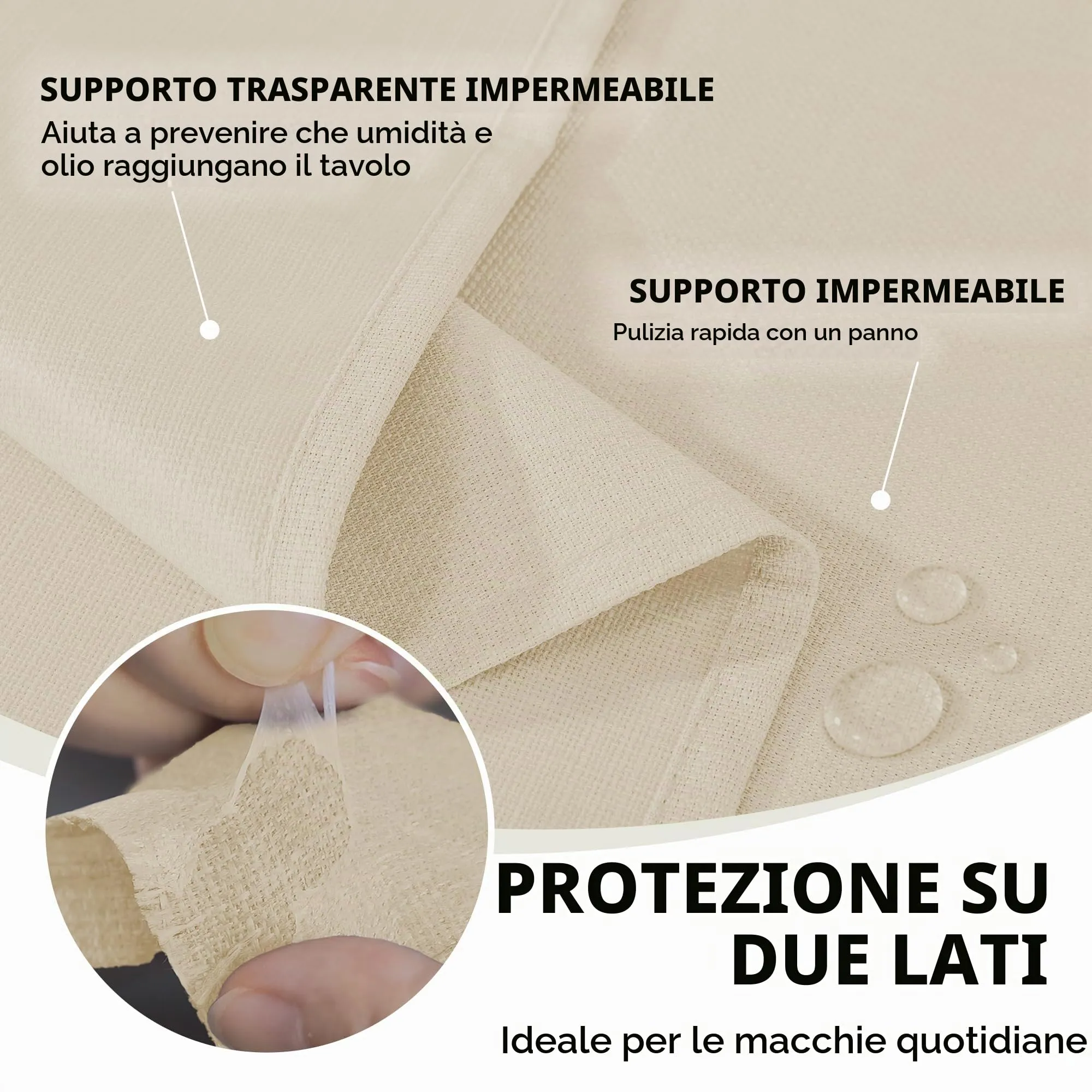 Deconovo Tovaglia Idrorepellente Effetto Lino, 150x300 cm, Beige - immagine 6