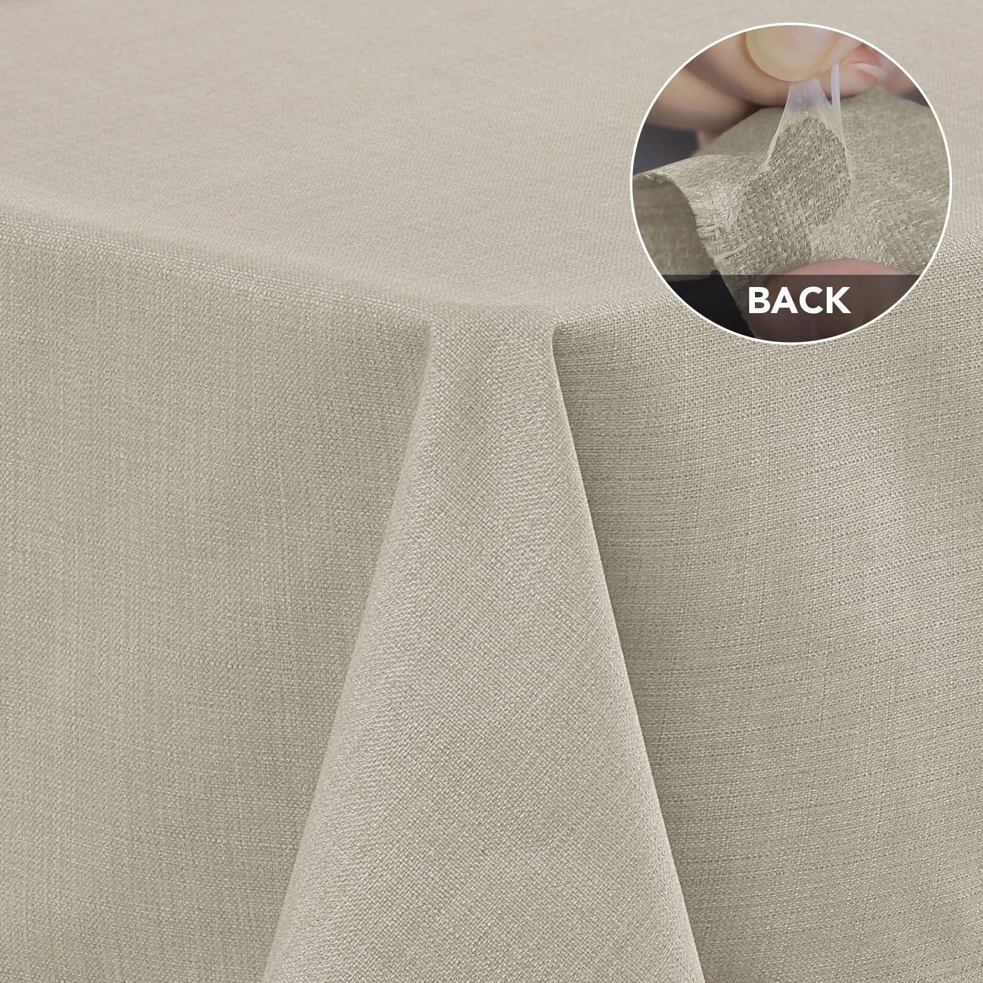 Deconovo Tovaglia Idrorepellente Effetto Lino, 130x160 cm, Marrone Chiaro - immagine 3