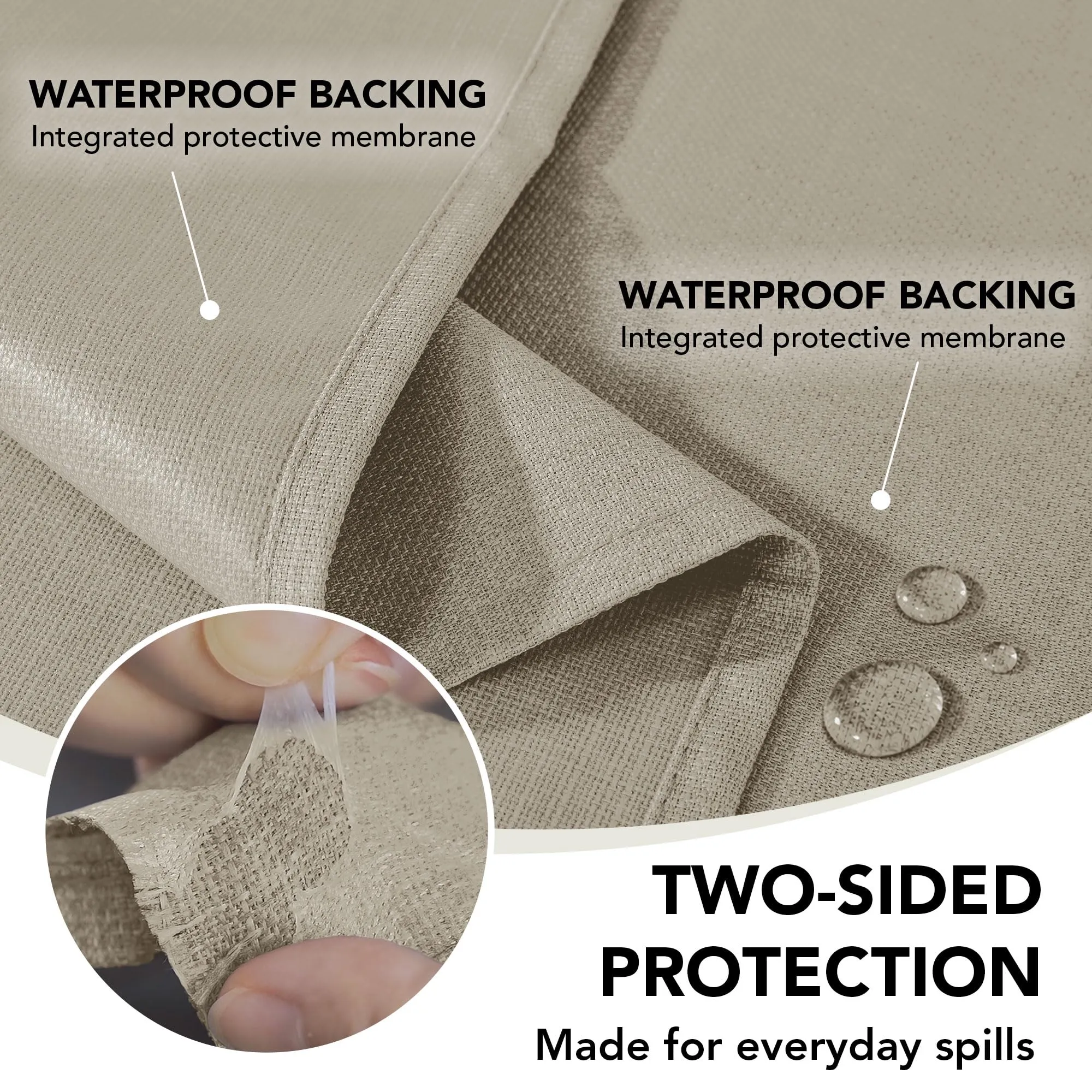 Deconovo Tovaglia Idrorepellente Effetto Lino, 130x160 cm, Marrone Chiaro - immagine 4