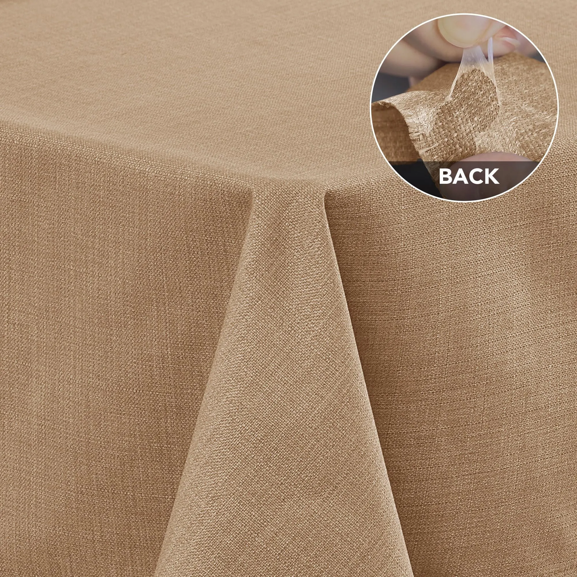 Deconovo Tovaglia Idrorepellente Effetto Lino, 130x160 cm, Marrone Dorato - immagine 3