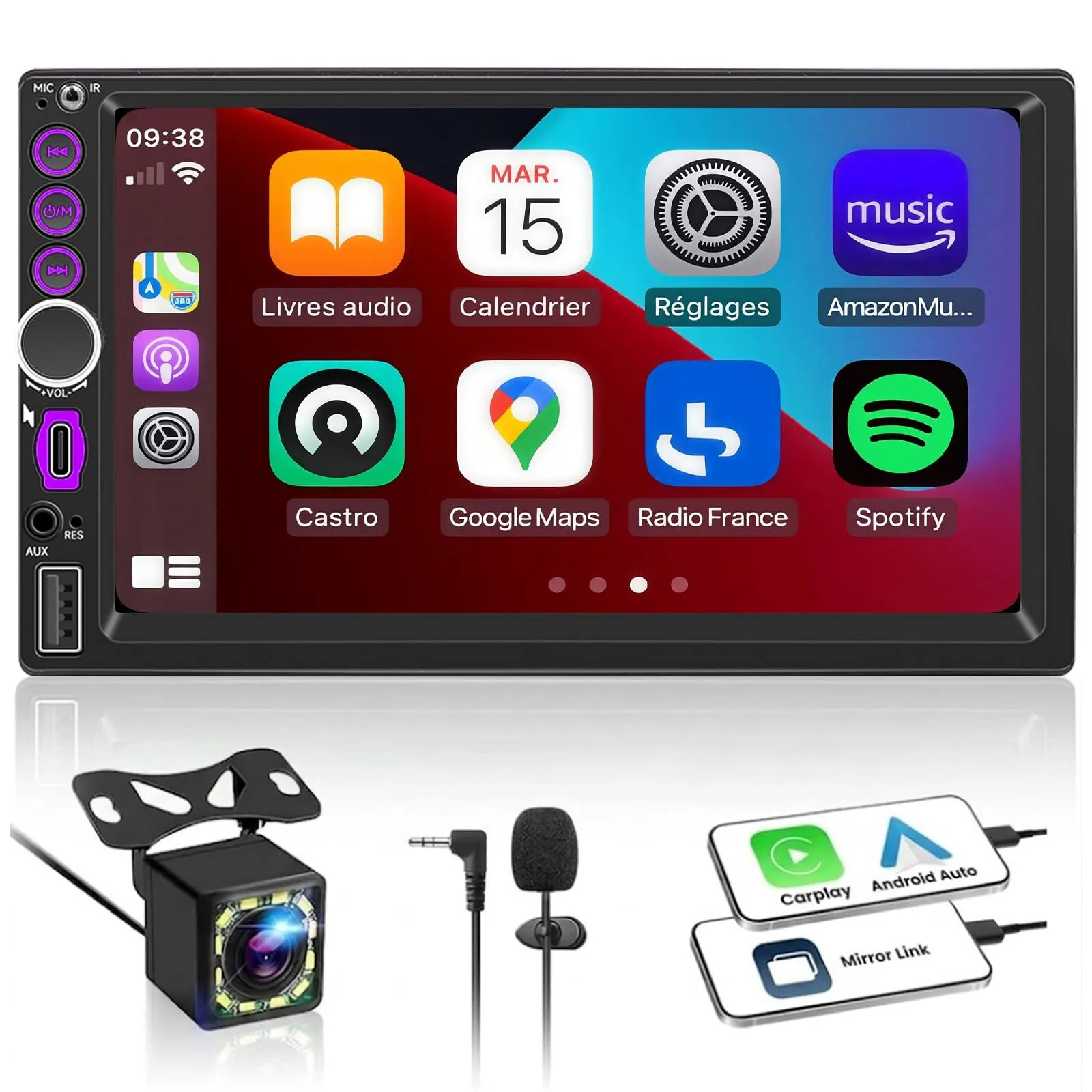 KMUTZY Autoradio 2 DIN CarPlay Wireless e Android Auto, Schermo Touchscreen 7" HD, Bluetooth, Telecamera Posteriore, Mirror Link, GPS - immagine 1