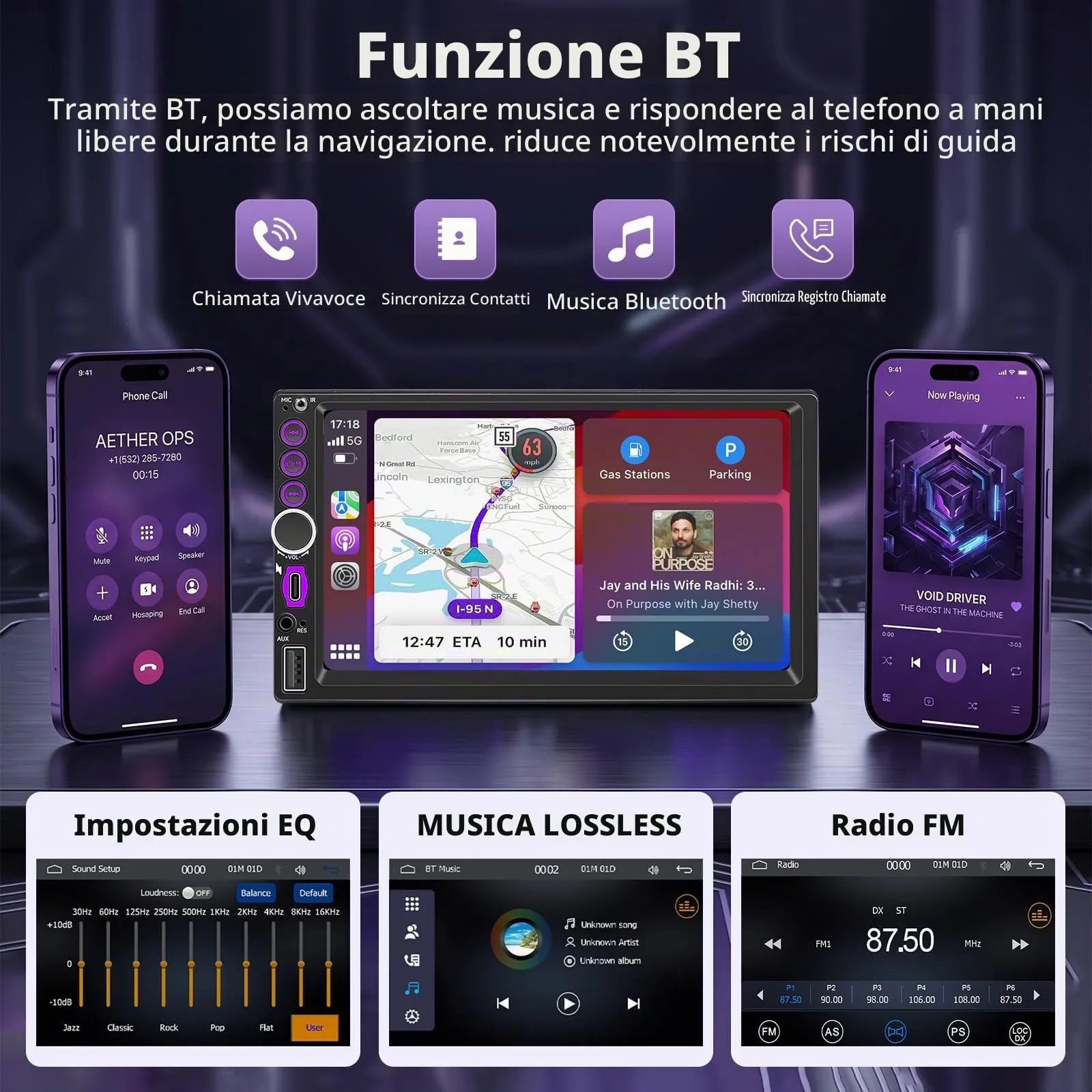 KMUTZY Autoradio 2 DIN CarPlay Wireless e Android Auto, Schermo Touchscreen 7" HD, Bluetooth, Telecamera Posteriore, Mirror Link, GPS - immagine 4