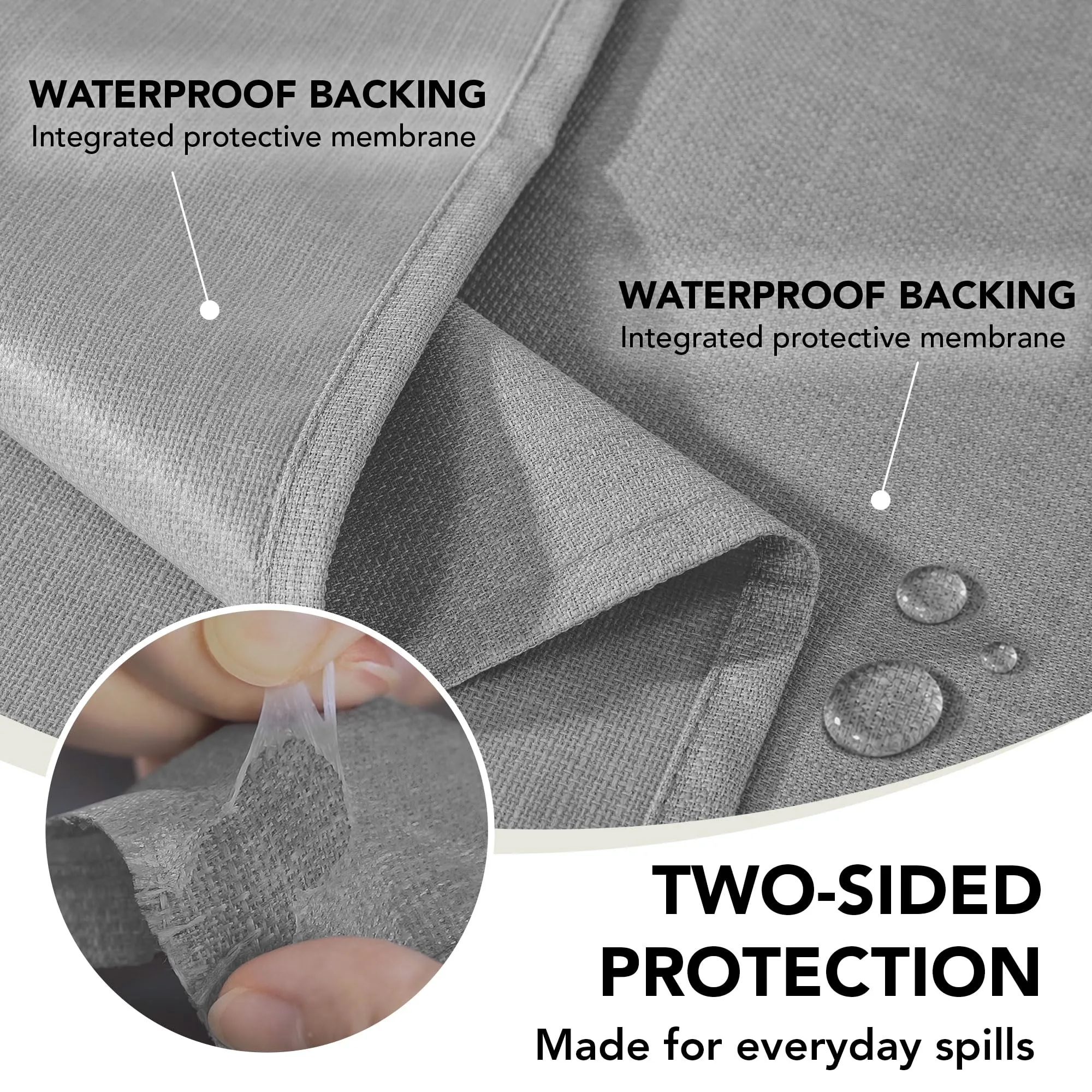 Deconovo Tovaglia Idrorepellente Effetto Lino, 140x220 cm, Grigio - immagine 4