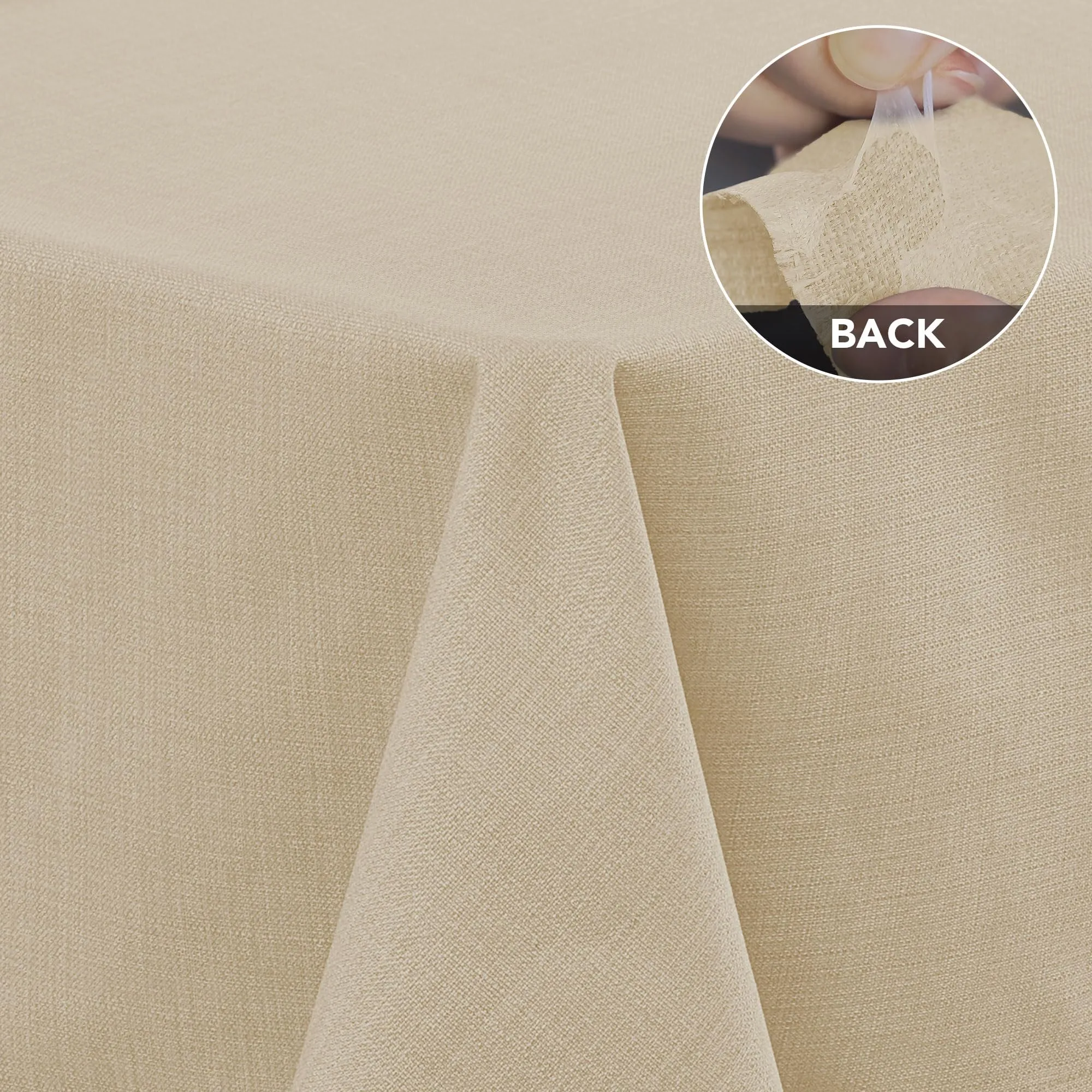 Deconovo Tovaglia Idrorepellente Effetto Lino, 100x140 cm, Beige - immagine 3