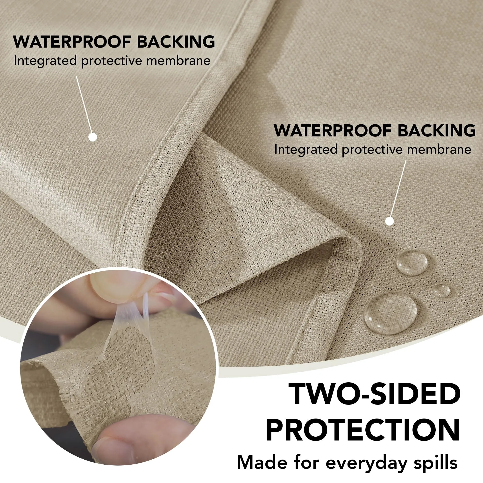 Deconovo Tovaglia Idrorepellente Effetto Lino, 140x240 cm, Marrone Scuro - immagine 4