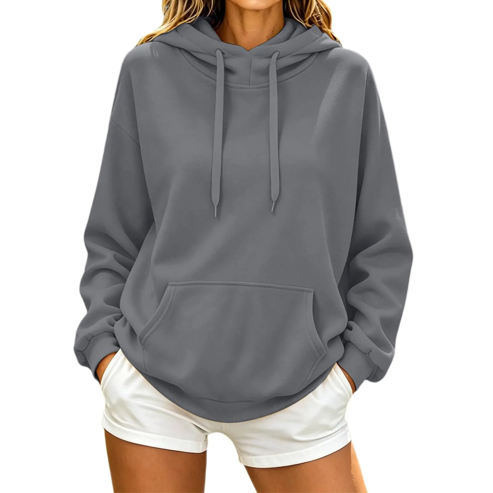 Generico Felpa Donna con Cappuccio in Fleece, Hoodie Pullover con Tasca e Coulisse - immagine 1