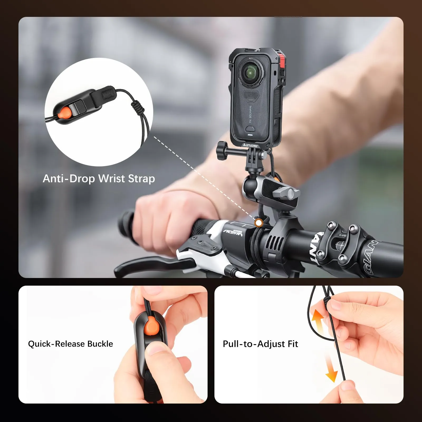 Amazear Gabbia Protettiva in Metallo per Insta360 X6 con Base Rapida - immagine 5